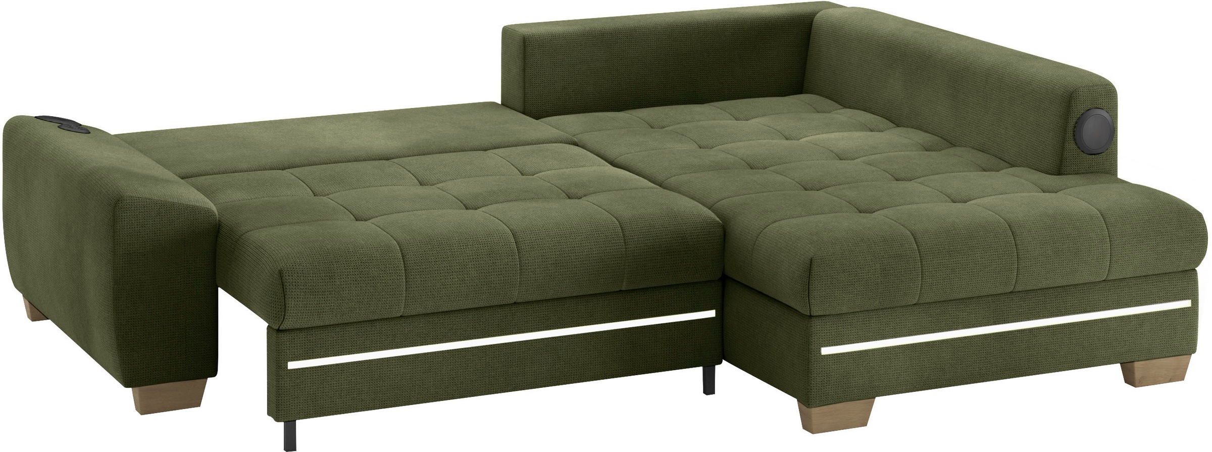 Mr. Couch Ecksofa »Nikita II, L-Form«, mit Kaltschaum, RGB-LED, Soundsystem, wahlweise mit Bett, Bettkasten