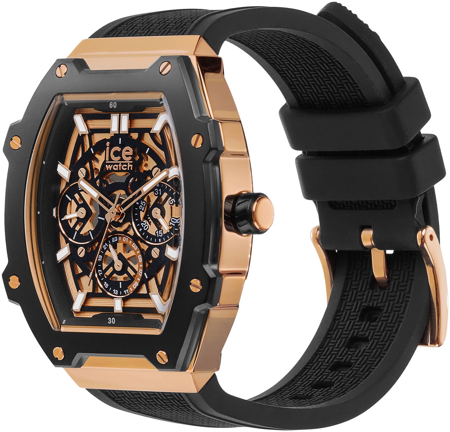 ice-watch Multifunktionsuhr »ICE boliday - Skeleton - Steel - Medium - MT«, Armbanduhr, Quarzuhr, Herrenuhr, Silikonband, Datum,12/24-Std.-Anzeige