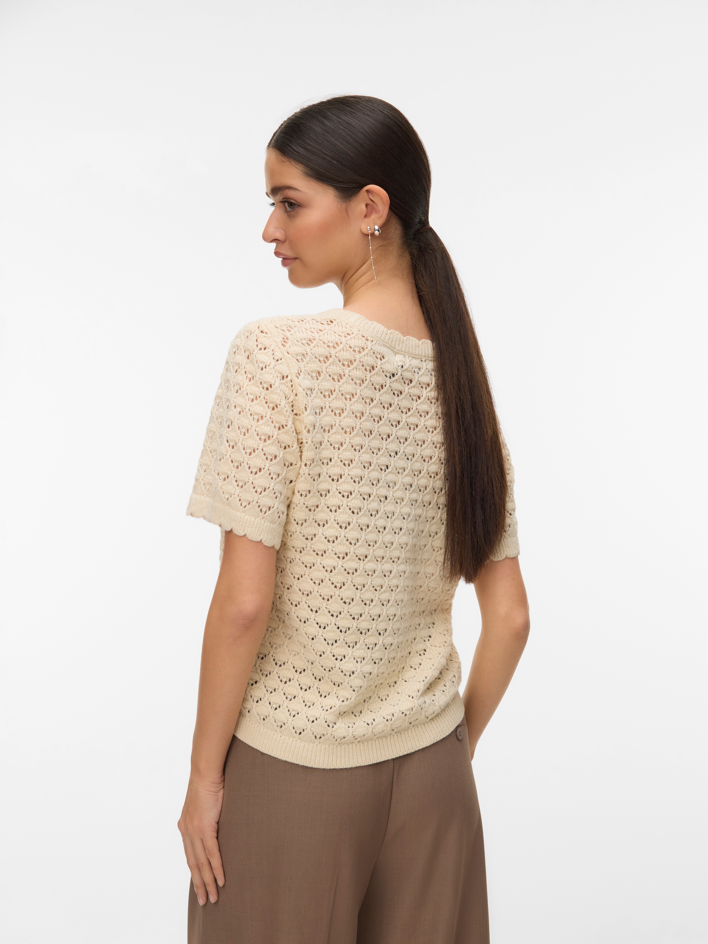 Vero Moda Stricktop »VMJAQUELINE SS O-NECK TOP BOO« mit zartem Muster