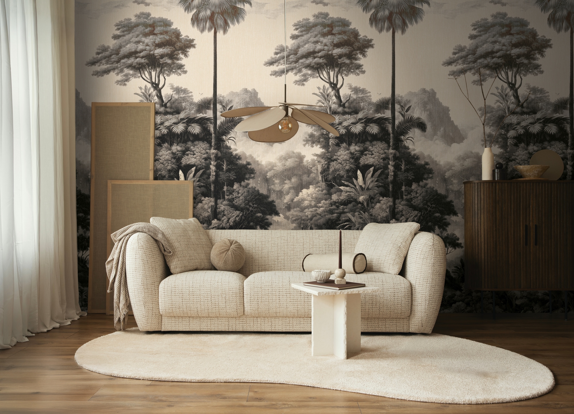 living walls Vliestapete »Vibes & Styles Monteluna – Vintage Jungle Fototapete« floral leicht strukturiert Detailreiche Dschungellandschaft mit malerischer Tiefe
