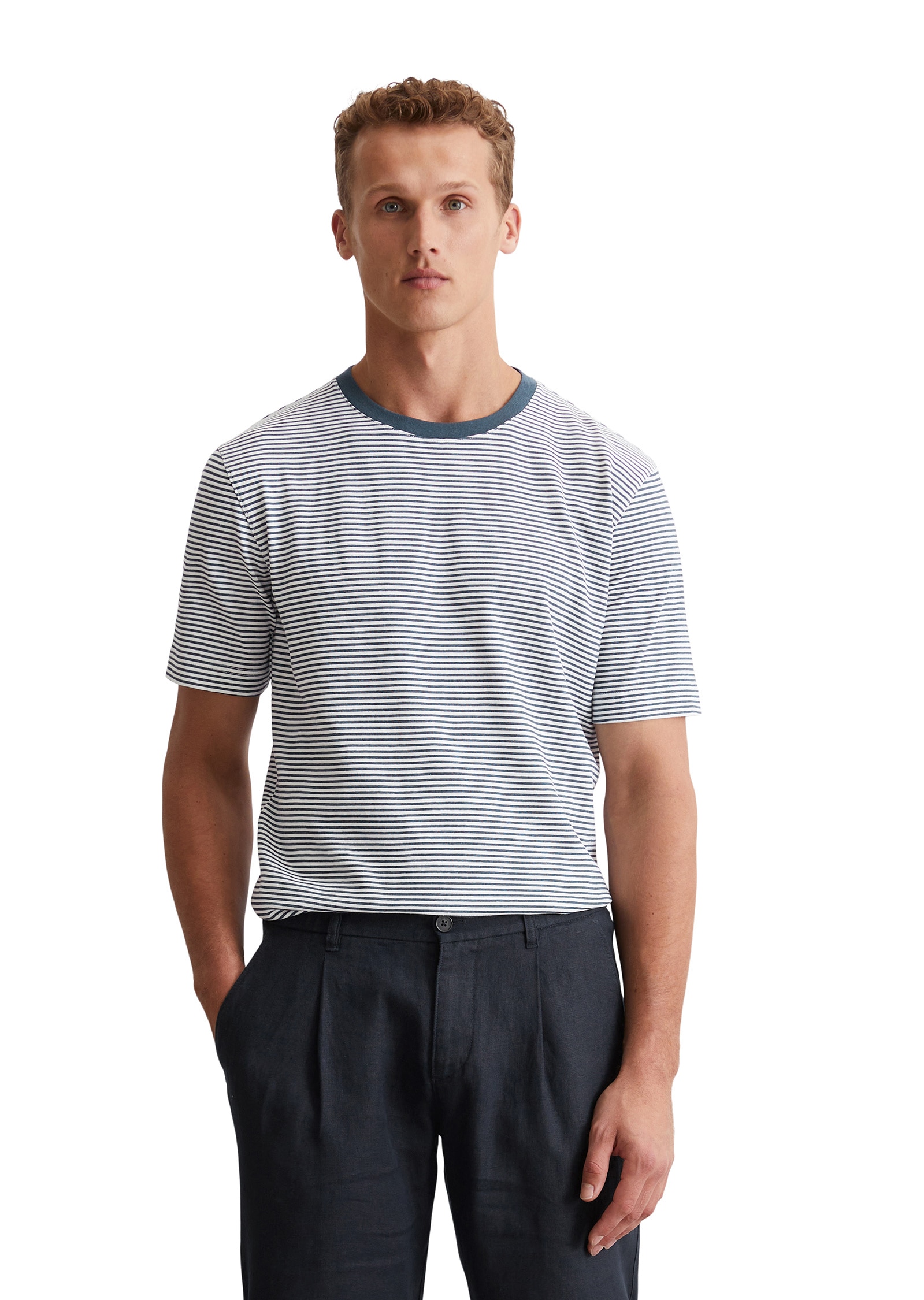 Marc OPolo T-Shirt "aus Bio-Baumwoll-Leinen-Mix" günstig online kaufen