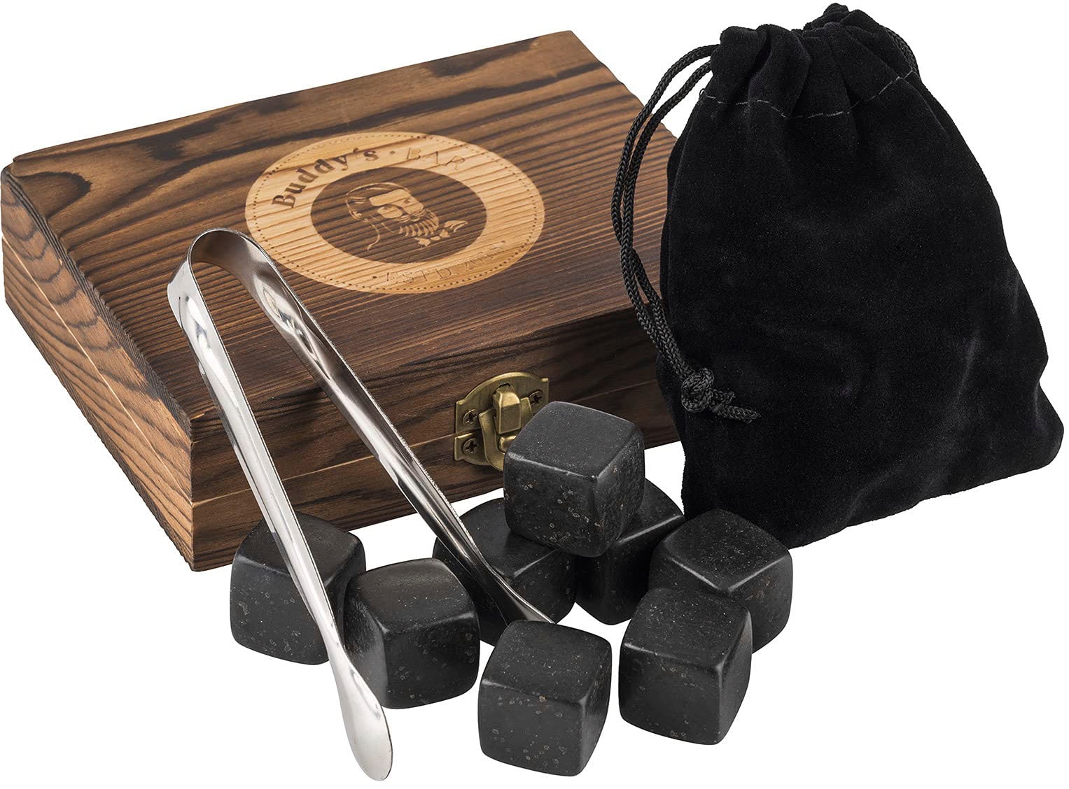Buddys Eisform (Kühlsteine), Whiskey Steine Set, inkl. Holzkiste und Zange günstig online kaufen