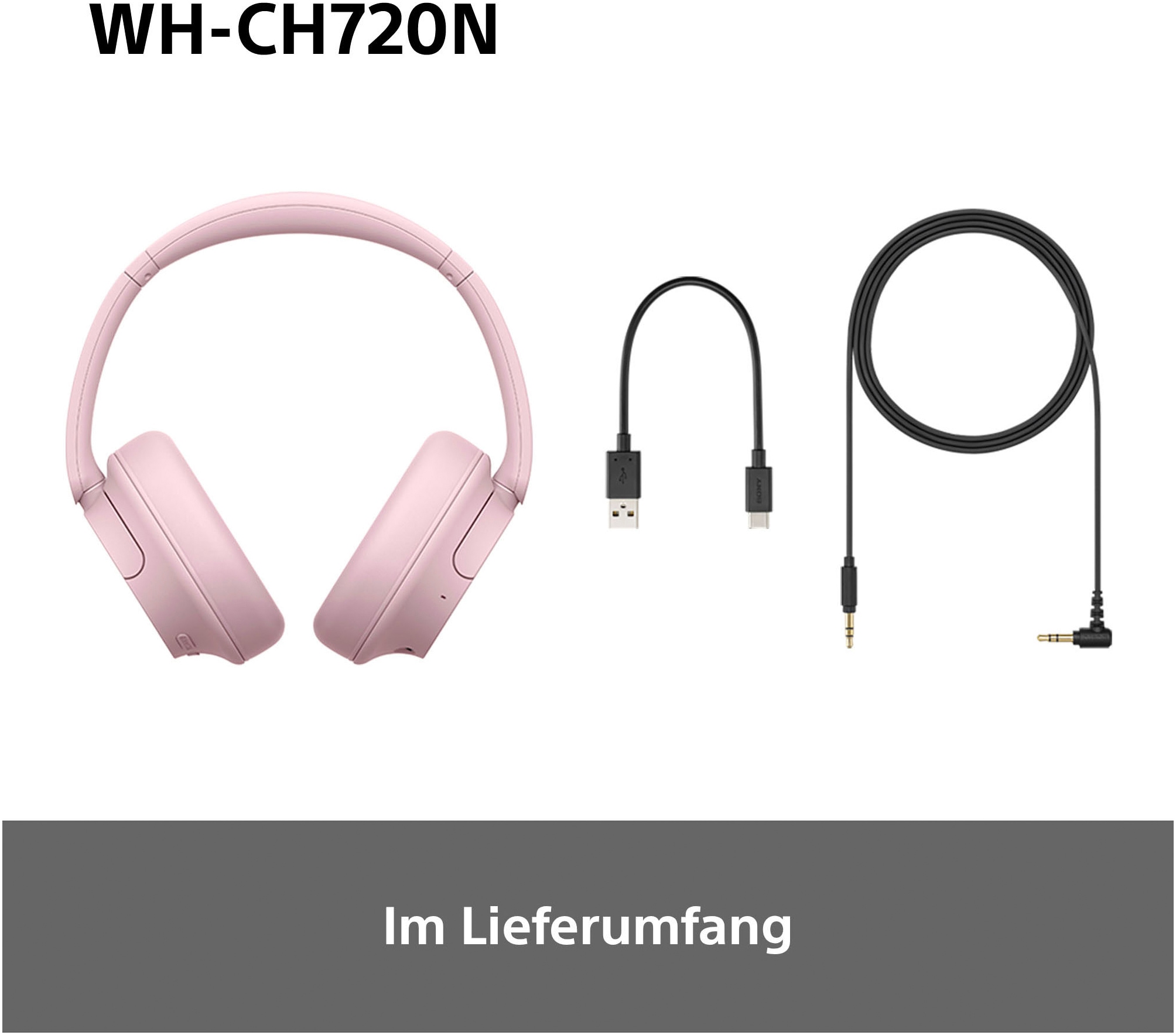 Sony Over-Ear-Kopfhörer »WH-CH720N«, Bluetooth, Noise-Cancelling-Freisprechfunktion-integrierte Steuerung für Anrufe und Musik-LED Ladestandsanzeige-Multi-Point-Verbindung-Sprachsteuerung