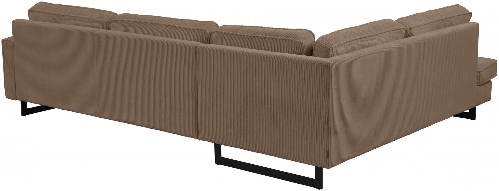 Places of Style Ecksofa »Pinto, 290 cm, Cord, Chenille, Lederoptik, Ottomane links / rechts«, mit Keder, schwarze Metallfüße, Wellenunterfederung
