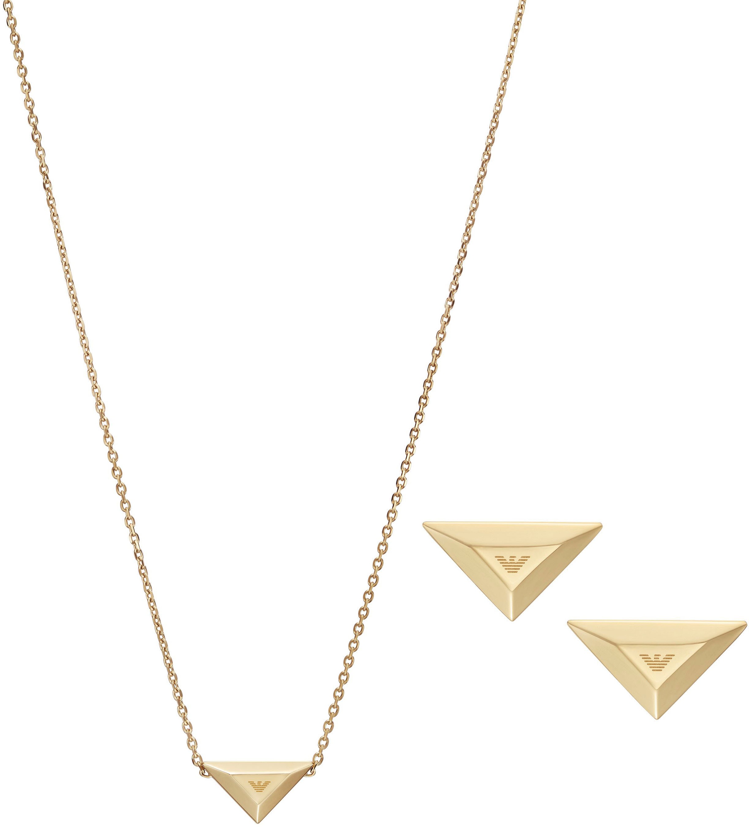 Emporio Armani Ohrring und Ketten Set »Schmuckset Mulitpack Schmuck Geschenk Dreieck, EGS3121SET, EGS3160SET«, (Set, 3 tlg.)