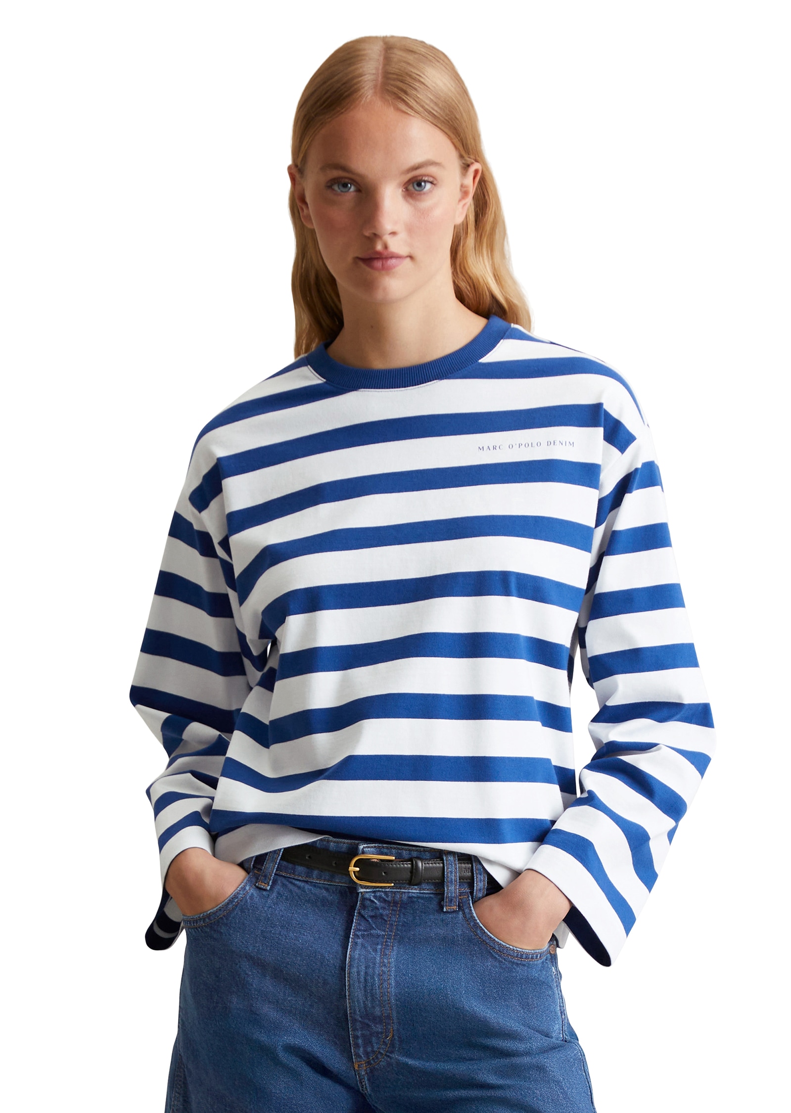 Marc OPolo DENIM Langarmshirt, geringelt, oversized, Bio-Baumwolle günstig online kaufen