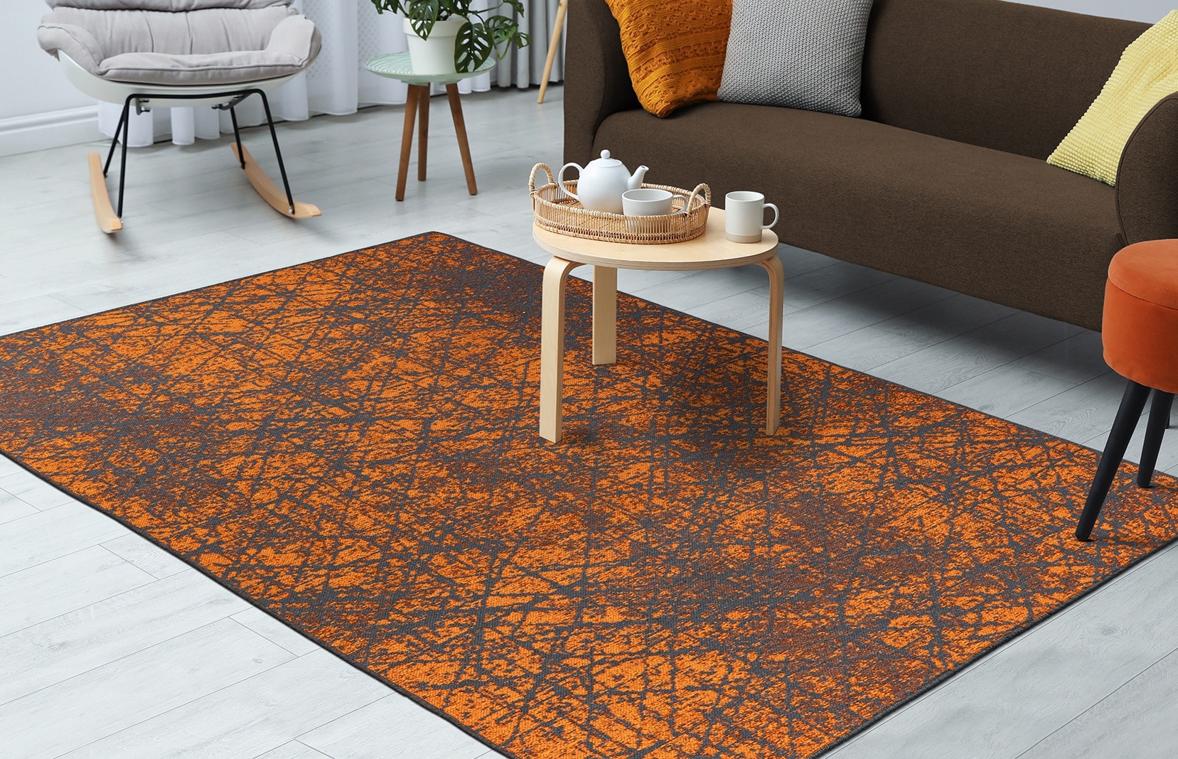 Kayoom Teppich "Kalea 225" rechteckig 8 mm Höhe Flachgewebeteppich mit Relief-Design, Used-Look, moderne Farben