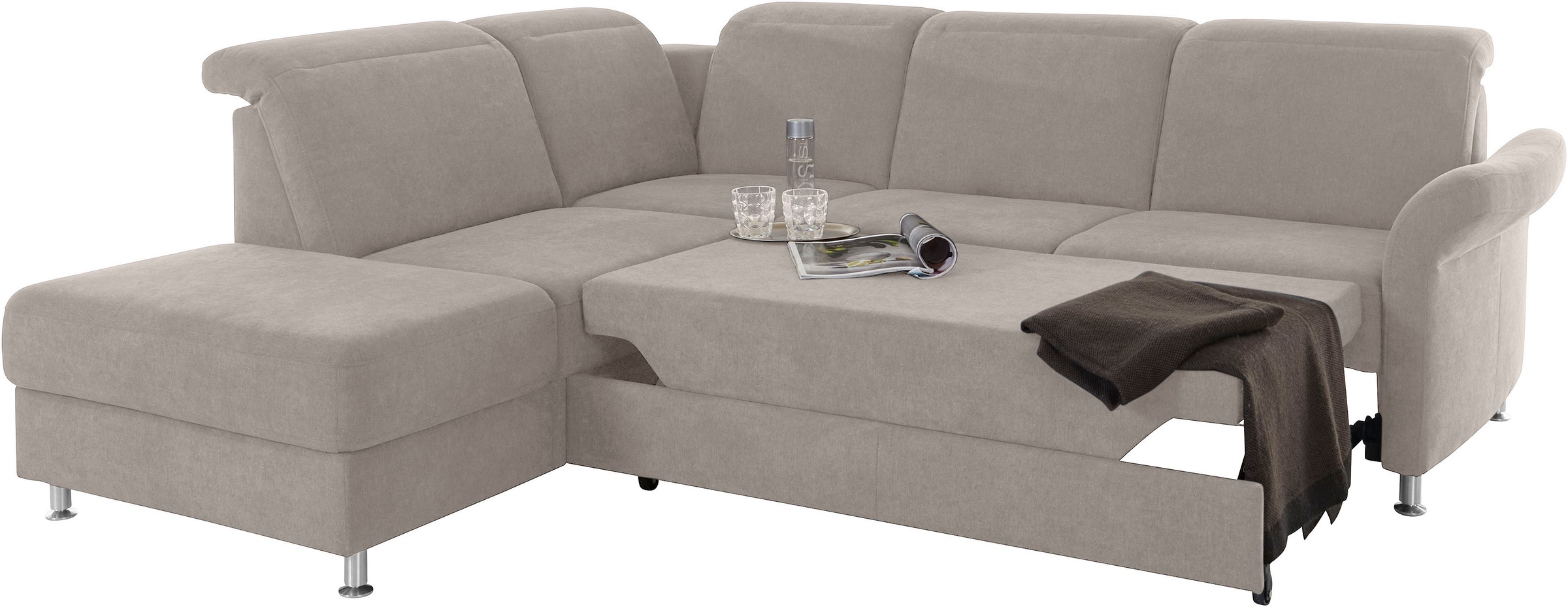 sit&more Ecksofa »Darwin L-Form«, inklusive Federkern, wahlweise mit Kopfteilverstellung, Bettfunktion