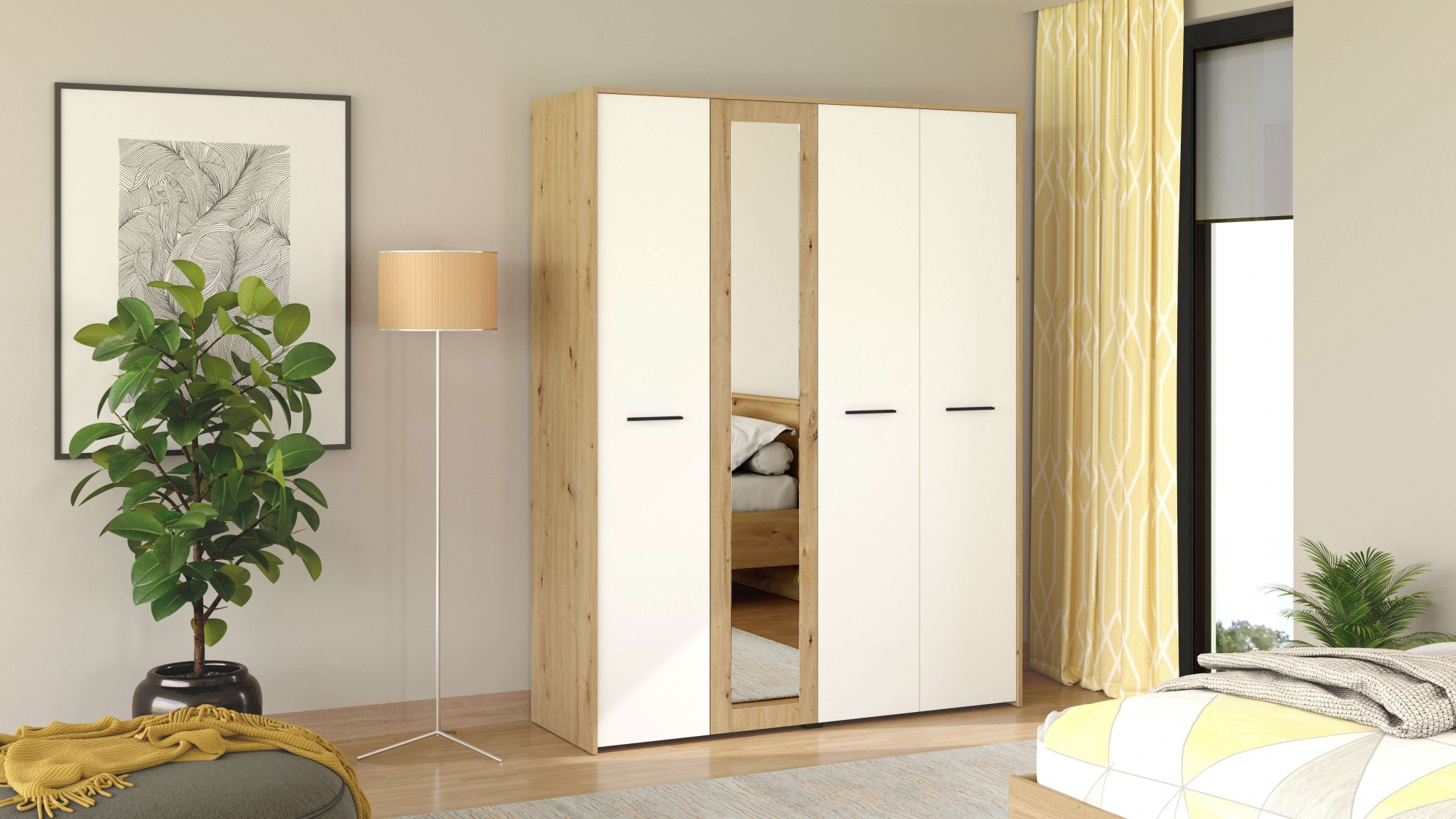 INOSIGN Kleiderschrank »Varadero, 2 moderne Farbkombinationen mit schwarzen Griffen«, mit 1 Spiegeltür, in den Breiten 119 und 157cm, FSC-zertifiziert