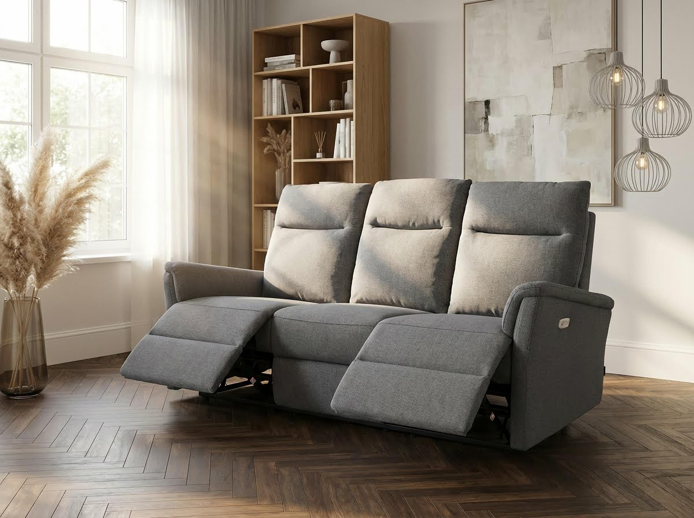 Home affaire 3-Sitzer "FINNARA, 3-Sitzer,elelektrische Relaxfunktion in 2 Sitzen, USB A/C" Liegefunktion 105-135, Federkern