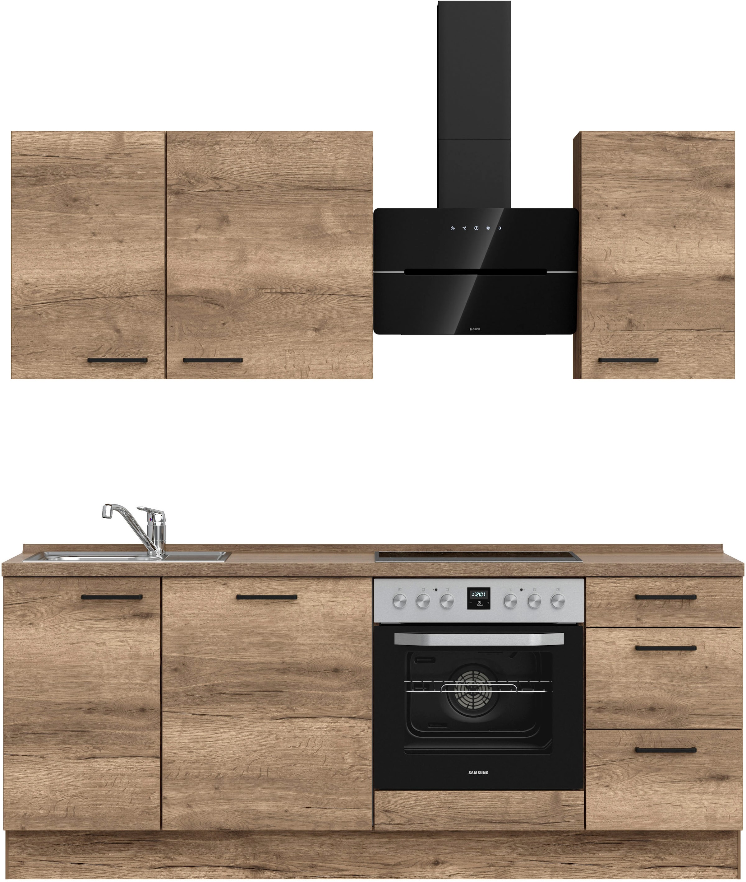 nobilia Küchenzeile ""Structura II", NEU: individuell anpassbar mit gratis Profi-Beratung" vormontiert, Breite 210 cm, Ausrichtung wählbar, wahlw. mit E-Geräten
