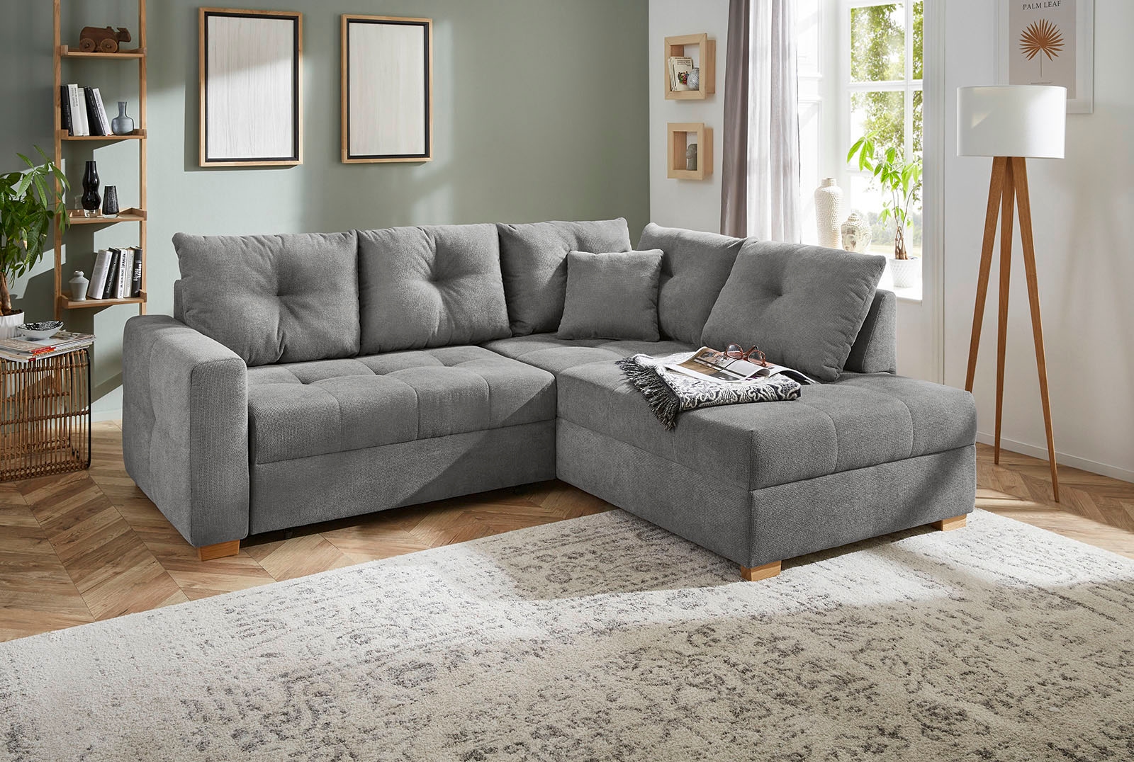 Jockenhöfer Gruppe Ecksofa "Heidelberg L-Form, B: 228 cm" mit Schlaffunktion, Bettkasten & Zierkissen
