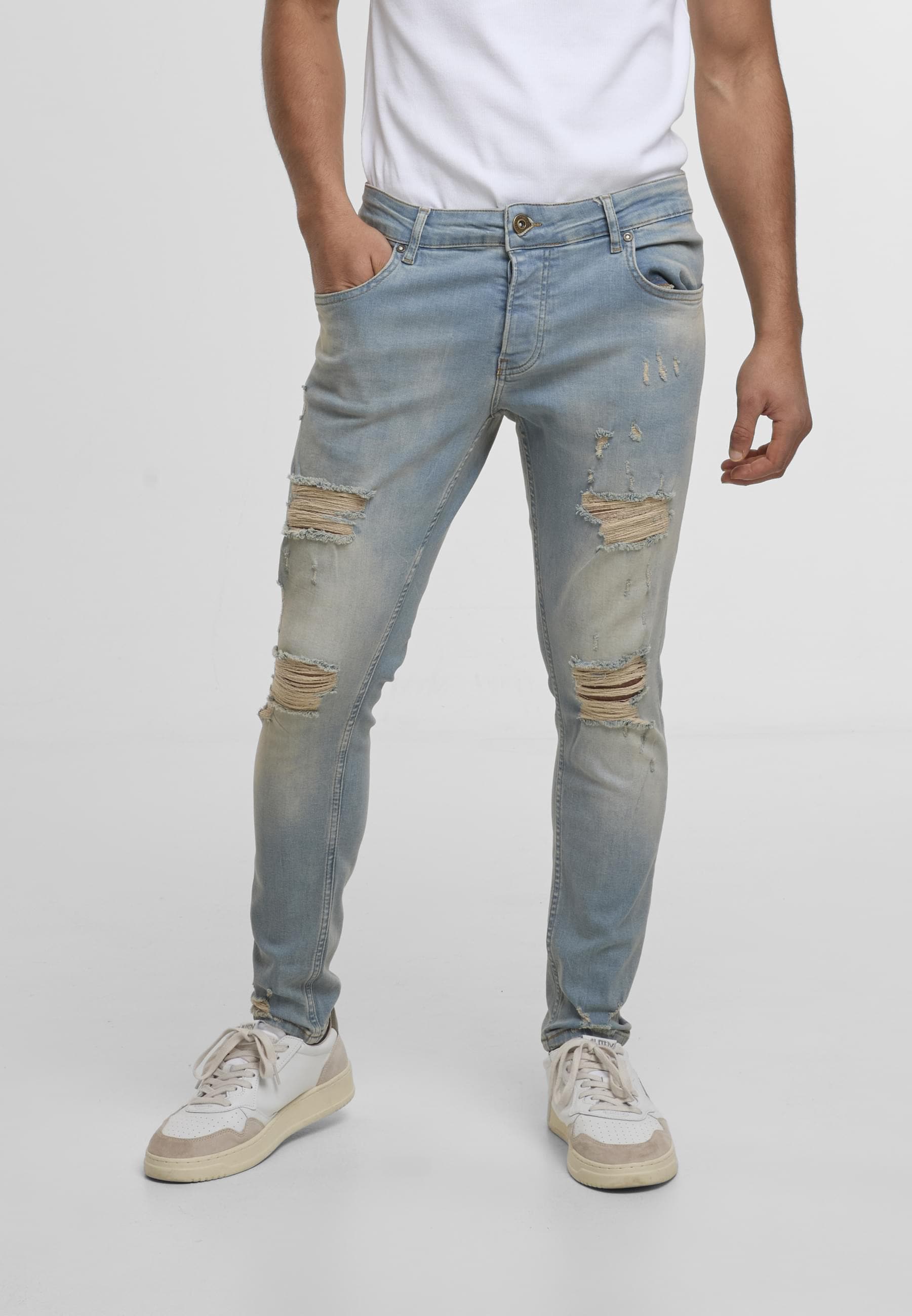 2Y Studios Bequeme Jeans »2Y Studios Herren 2Y Destroyed Cropped Skinny Fit Denim«, (1 tlg.)