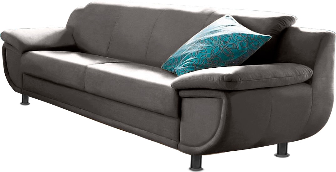 TRENDMANUFAKTUR 3-Sitzer »Rondo, Breite 207 cm, breite Armlehnen, Füße schwarz«, Big-Sofa wahlweise mit Federkern, in verschiedenen Bezügen bestellbar