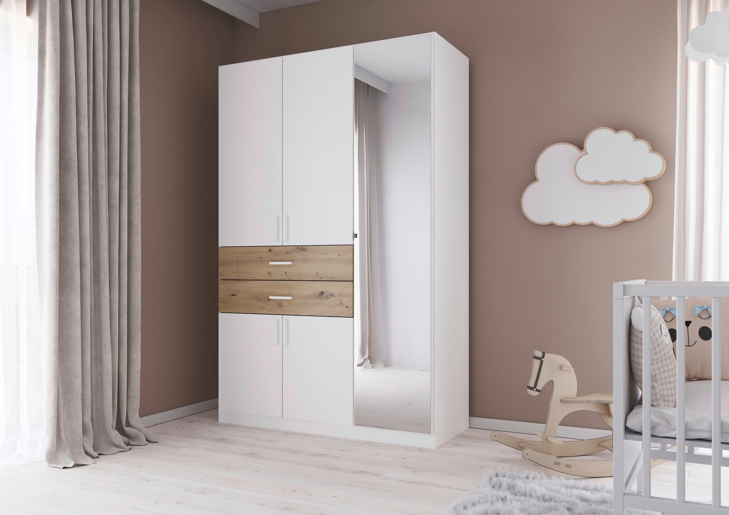 rauch Drehtürenschrank "Maika" mit Spiegel, 2 Schubladen, in verschiedenen günstig online kaufen