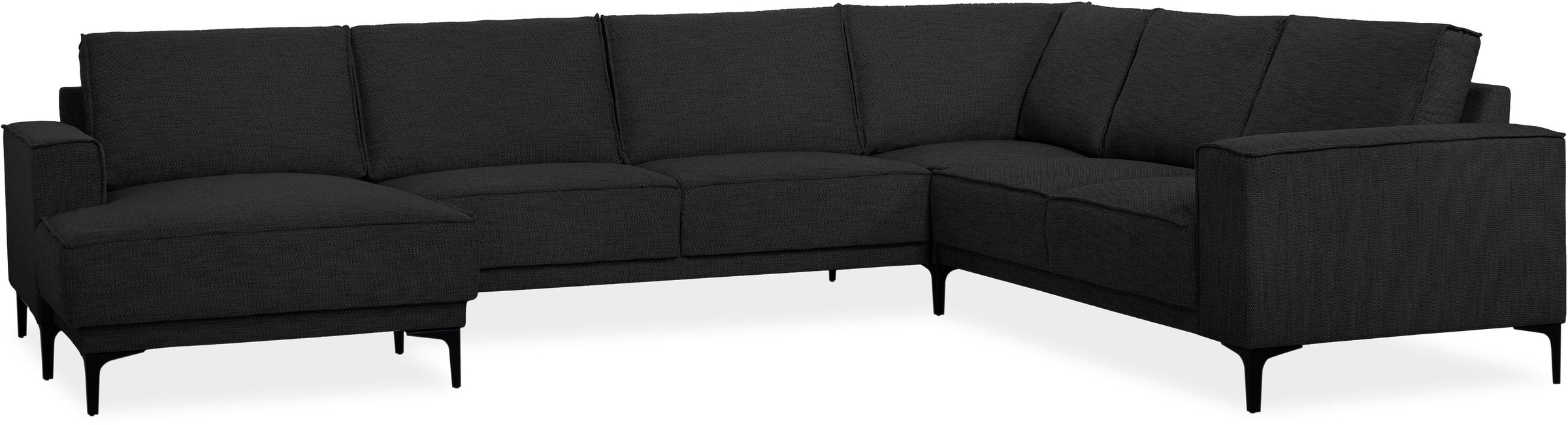 Places of Style Wohnlandschaft »XXL Sofa Oland, Struktur, Flachgewebe, Luxus-Microfaser, Boucle«, U-Form, 342 cm, Wellenunterfederung, Skandi-Design, Metallfüße