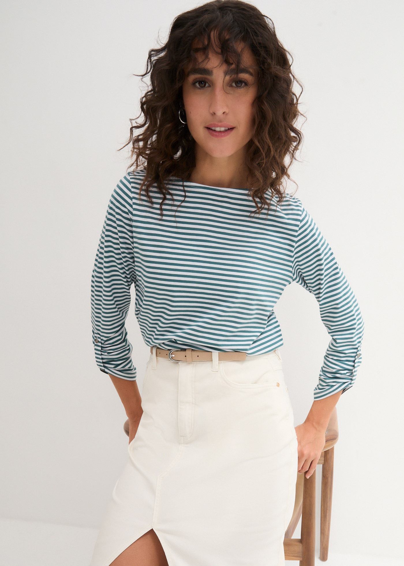 bonprix Langarmshirt "Langarmshirt aus reiner Baumwolle" im Streifenlook günstig online kaufen