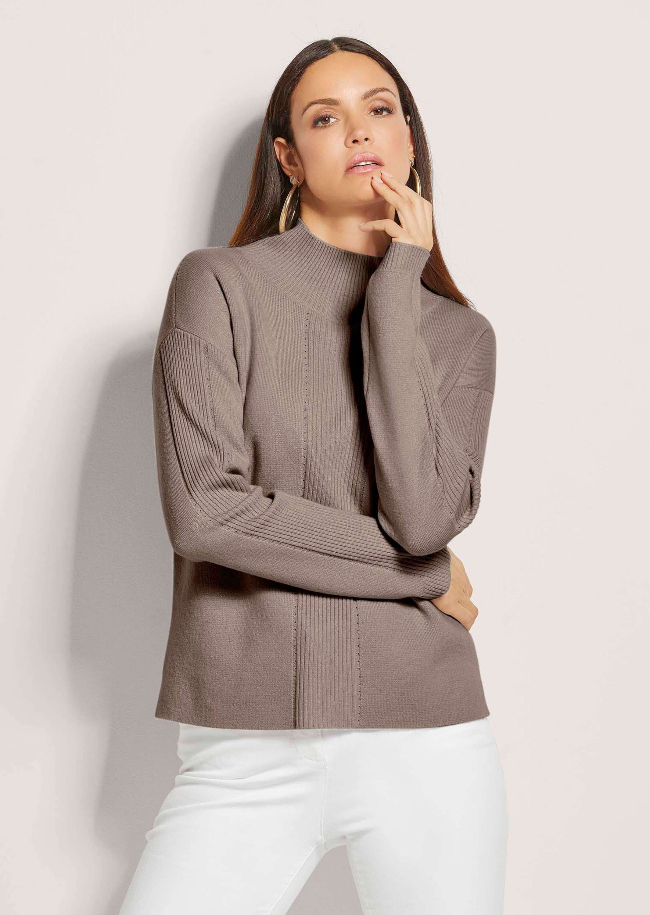 MADELEINE Longpullover »Strickpullover Kaschmir-Pullover mit Pointelle-Muster«