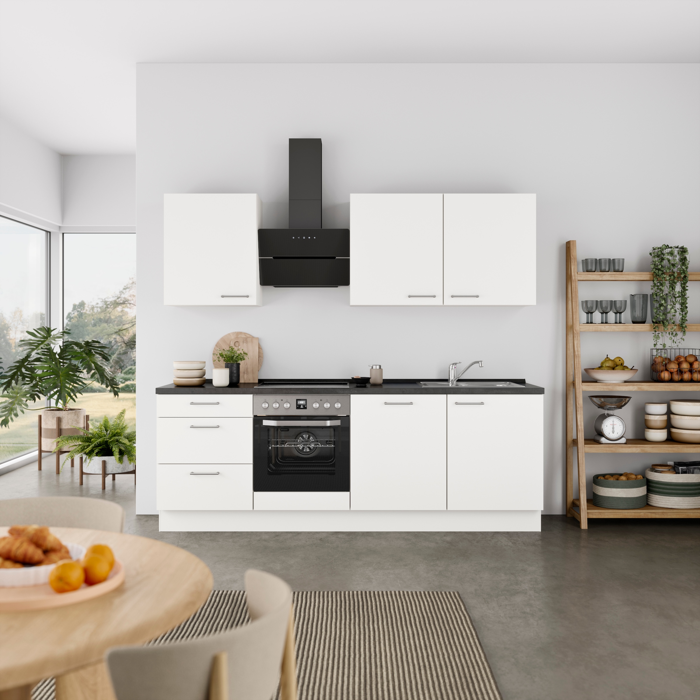 nobilia® Küchenzeile »"Laser II", NEU: individuell anpassbar mit gratis Profi-Beratung« vormontiert, 240 cm breit, optional mit verschiedenen E‑Geräte-Sets