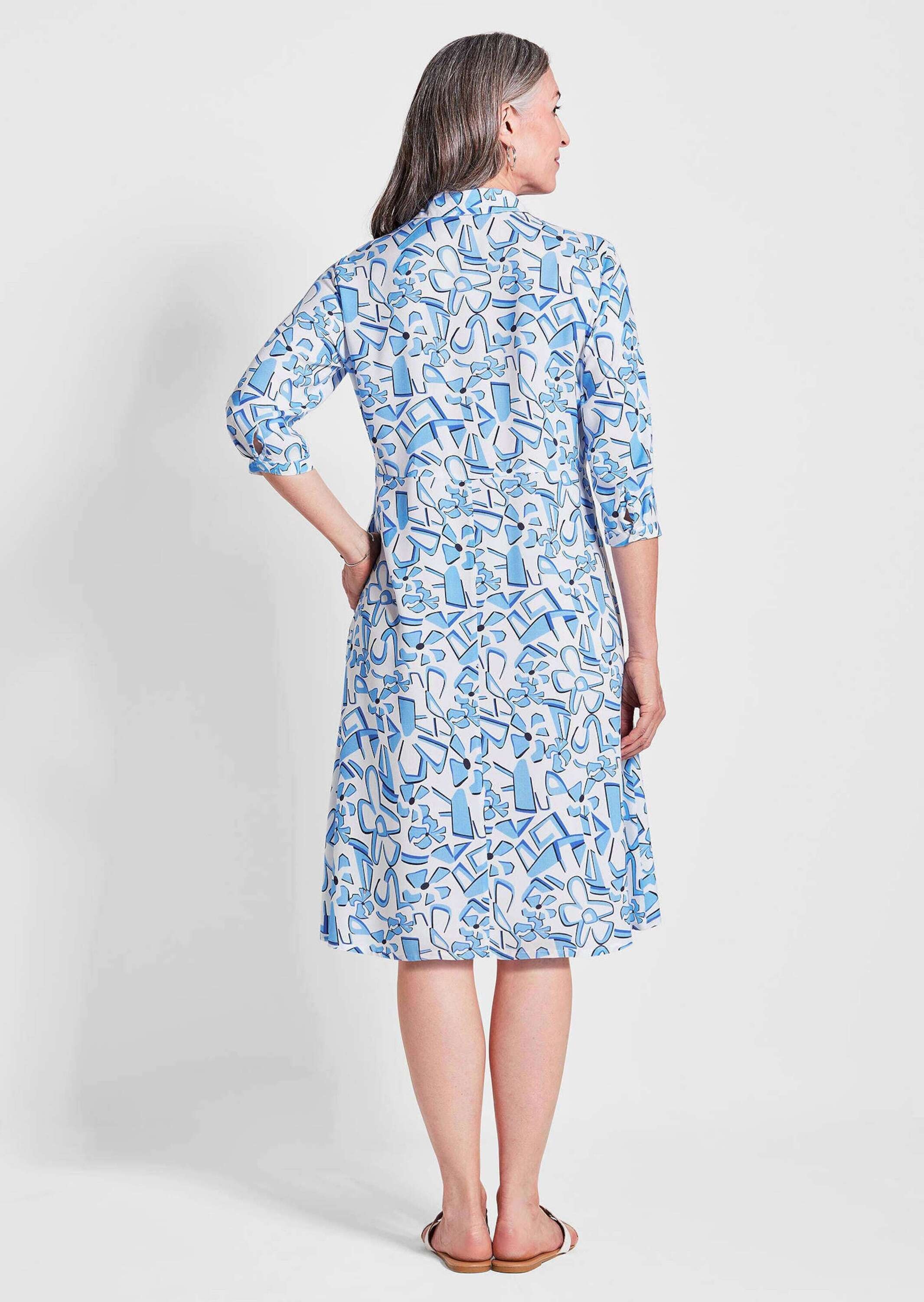 GOLDNER Sommerkleid »Kurzgröße Grafisches Hemdblusenkleid mit Taschen«
