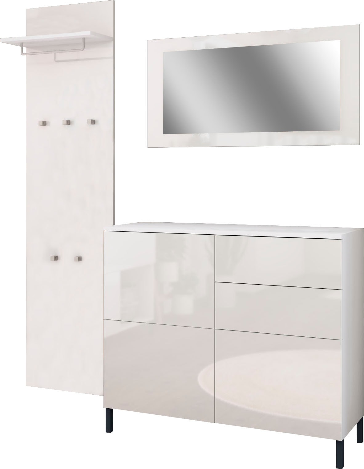 borchardt Möbel Garderoben-Set "Haama 3-teilig mit Kommode, Wandpaneel und Spiegel" 3 Stk. tlg.