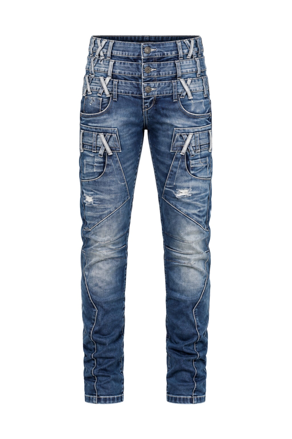 Cipo & Baxx Röhrenjeans »Jeans« mit Dreifachbund in Straight Fit, CD-466