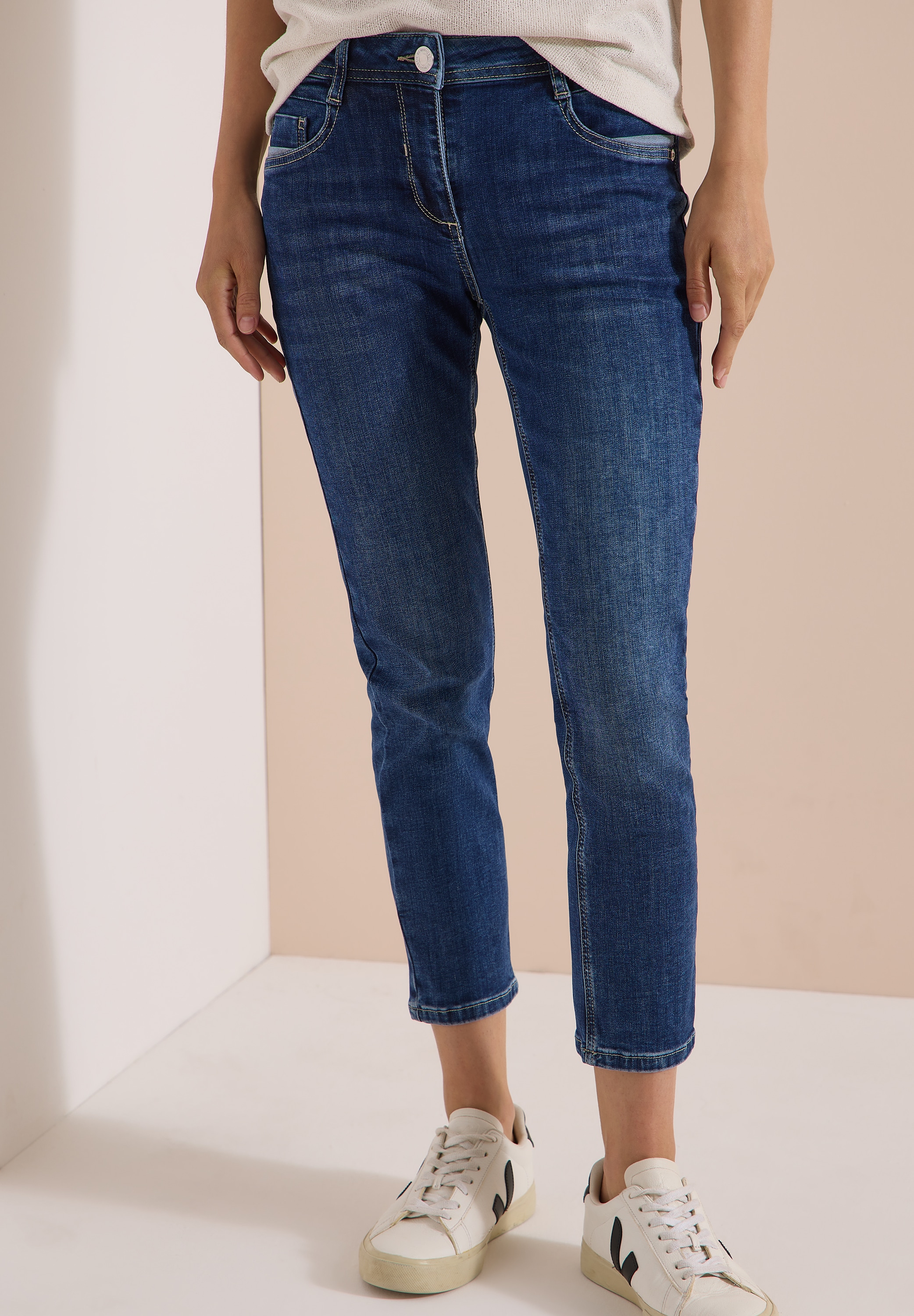Cecil Slim-fit-Jeans "Style Scarlett" mit Reißverschluss, Stretchanteil, ideal für warme Tage