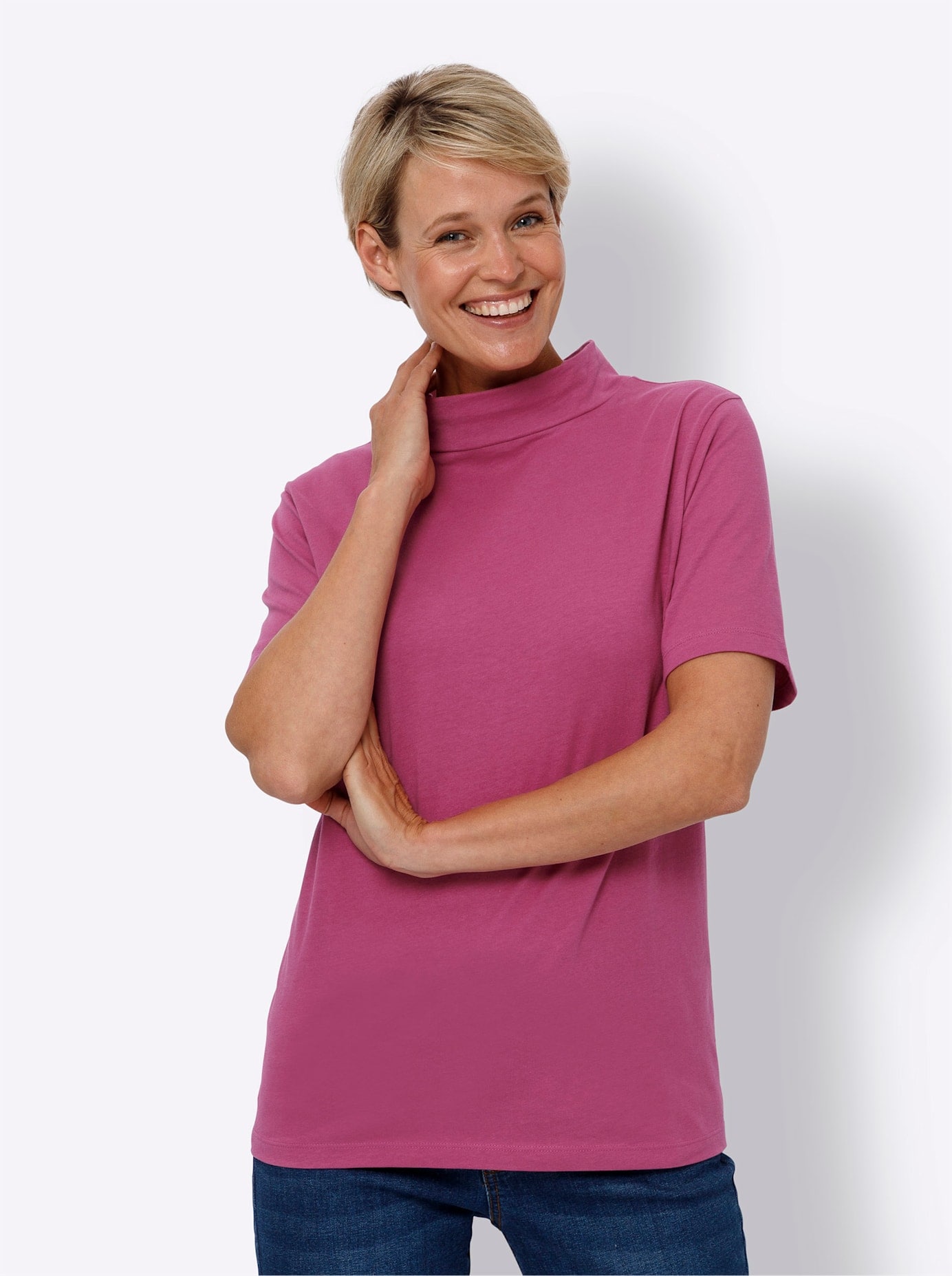 Classic Basics Stehkragenshirt »Kurzarm-Shirt«, (1 tlg.)