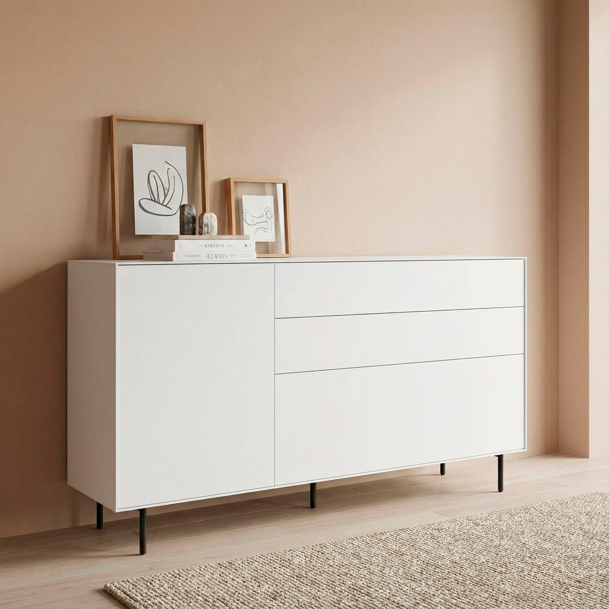 LeGer Home by Lena Gercke Sideboard "Essentials, Kommode, Anrichte, Kombikommode, Schrank mit Metallfüßen" Breite: 166 cm, UV lackiert, Push-to-open-Funktion