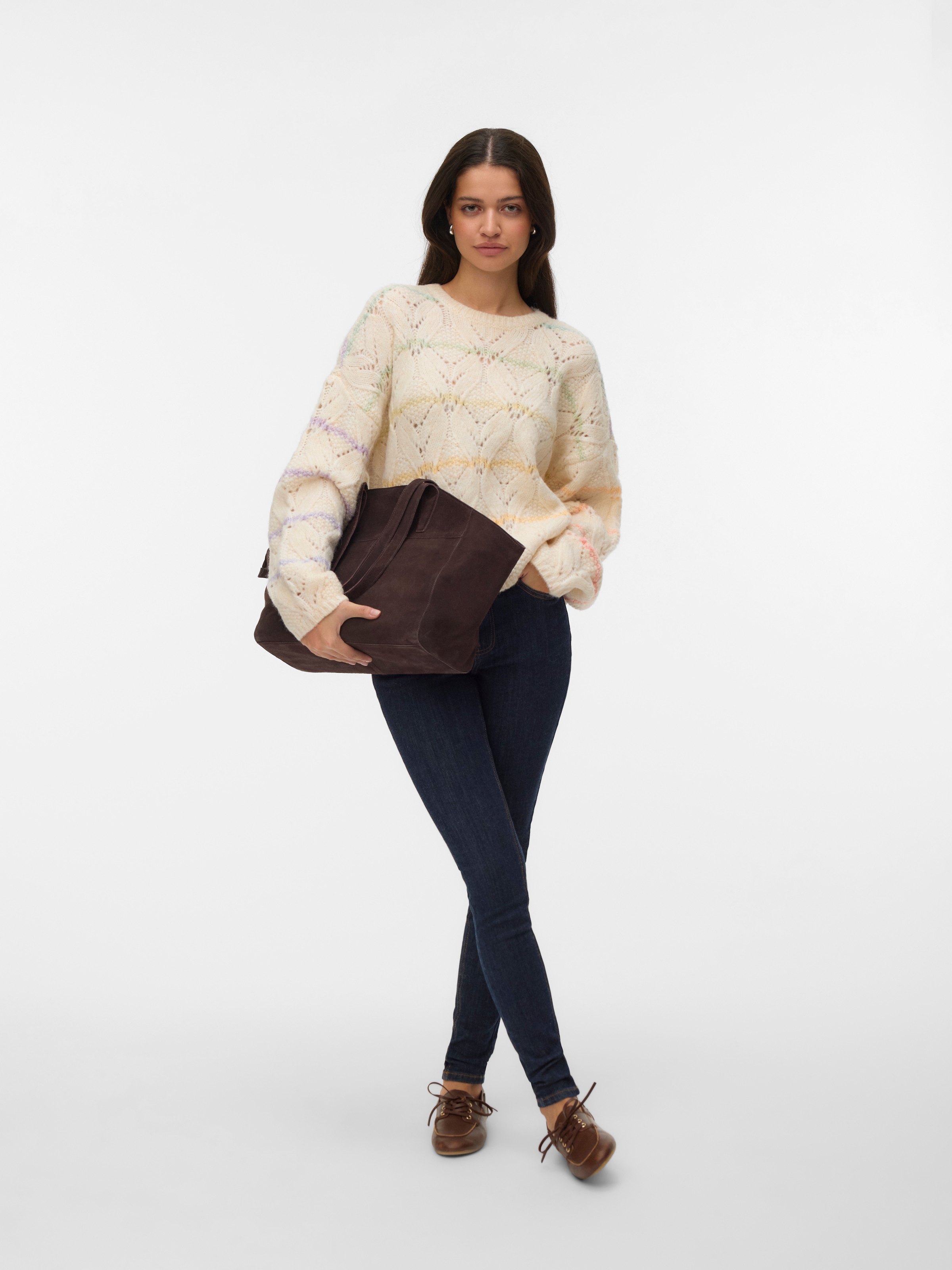 Vero Moda Strickpullover »VMNEW HATTY LS O-N STITCH PULLOVER BOO« mit zarten Streifen