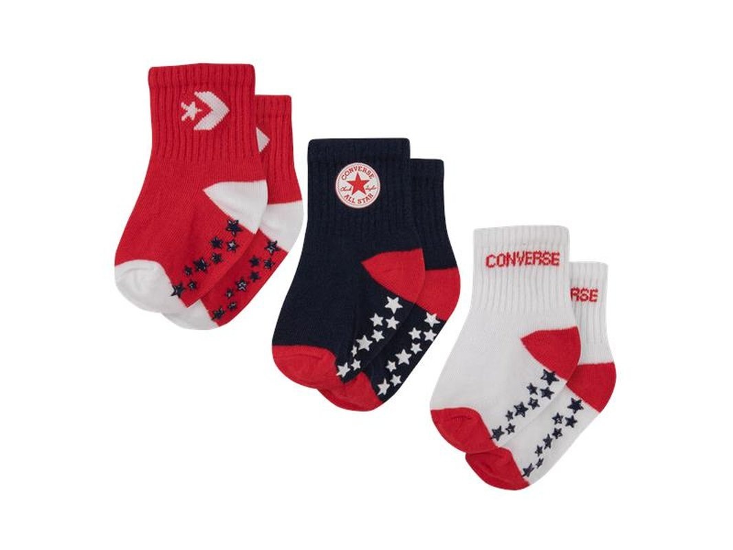 Thumbnail - Converse ABS-Socken "CONVERSE LOGO INFANT TODDLER NO SLIP QUARTER 3 PK" 3 Stk. tlg. für Babys, rutschhemmende Sohle, spo...