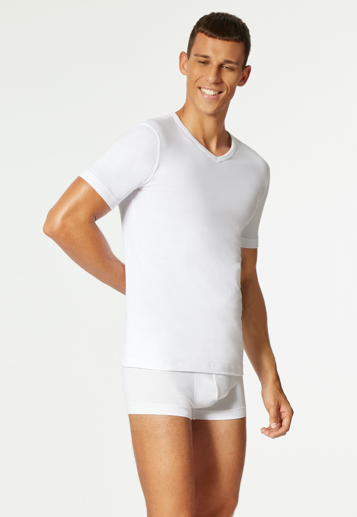 uncover by SCHIESSER V-Shirt »UNCOVER Cotton«, (2er Pack), V-Neck, Kurzarm, Multipack, Cotton-Mix, elastisch