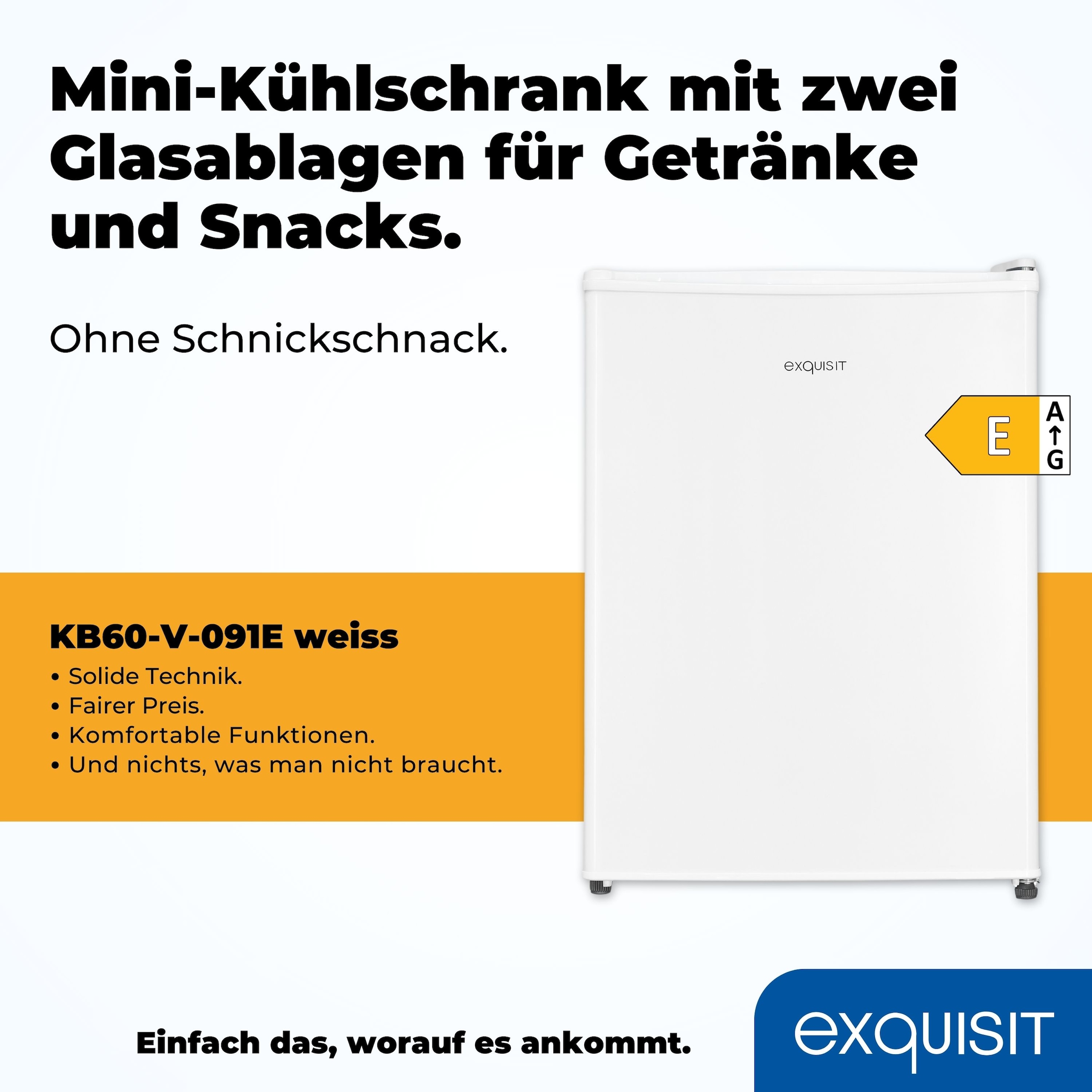 exquisit Kühlschrank »KB60-V-090E weiss«, 52 L Volumen