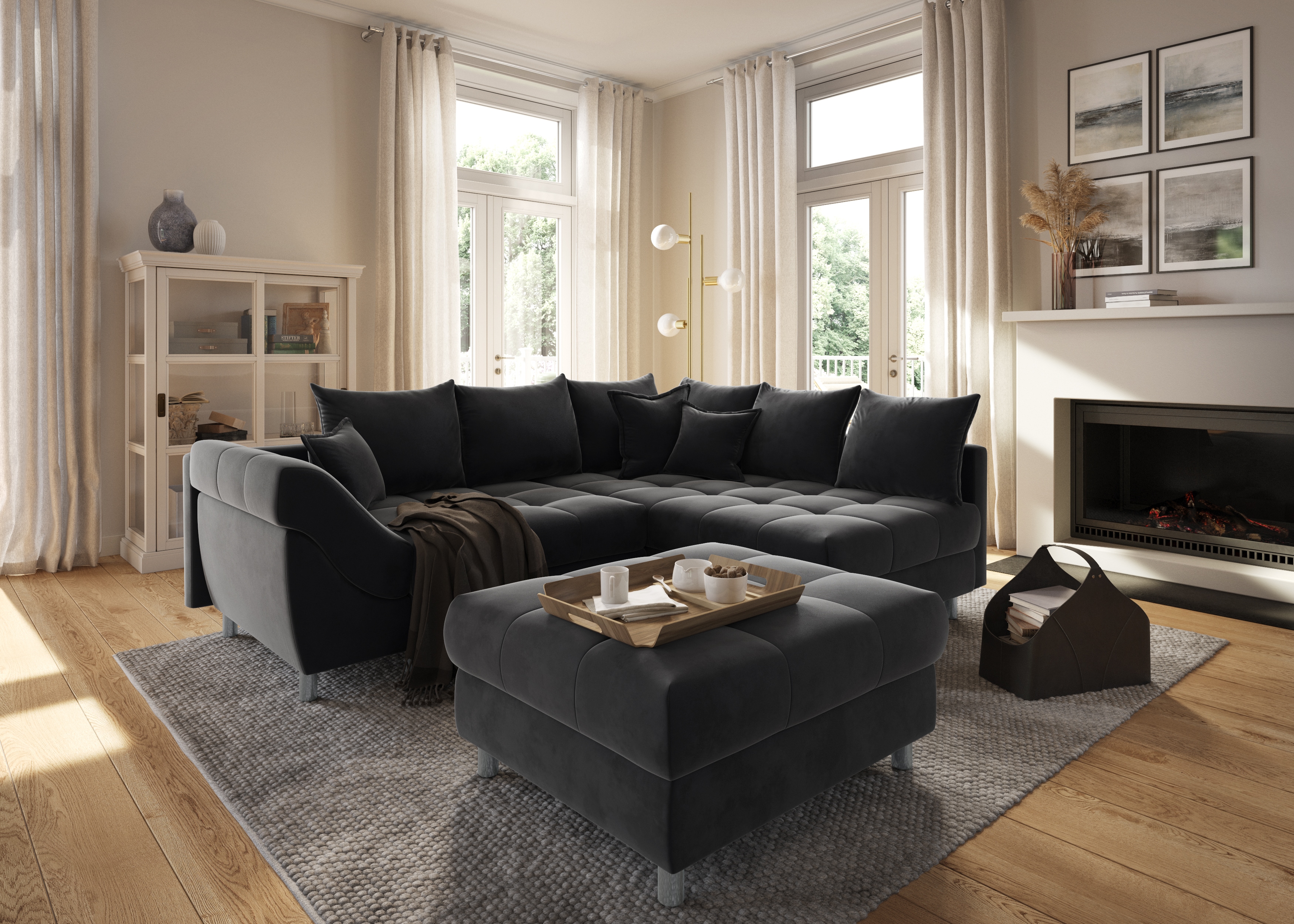 COLLECTION AB Ecksofa "Innsbruck L-Form, B: 247 cm" 3 Zierkissen, Federkern