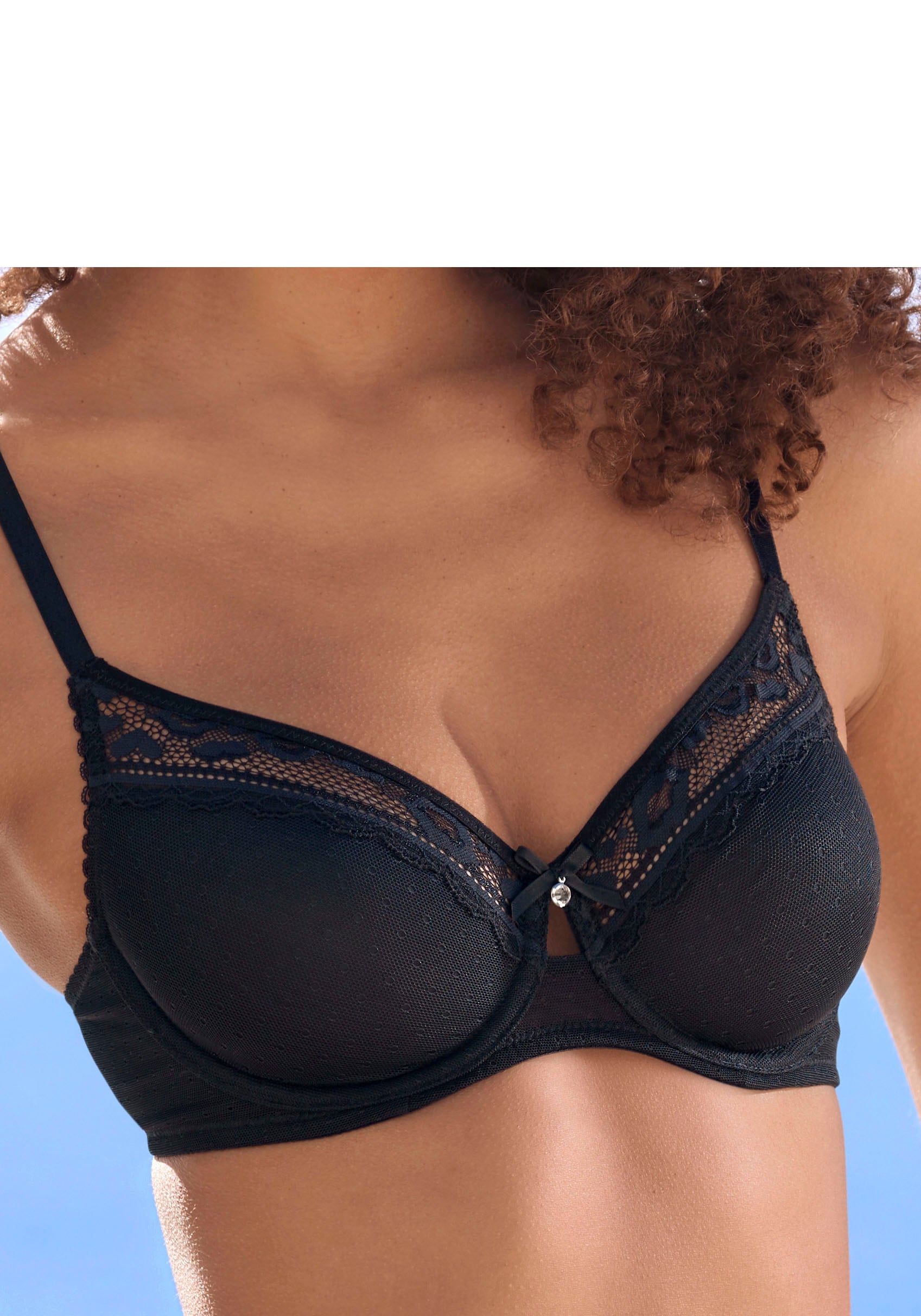 Vivance T-Shirt-BH, aus feinem Mesh-Material und Spitze in Kussmund-Optik, Dessous