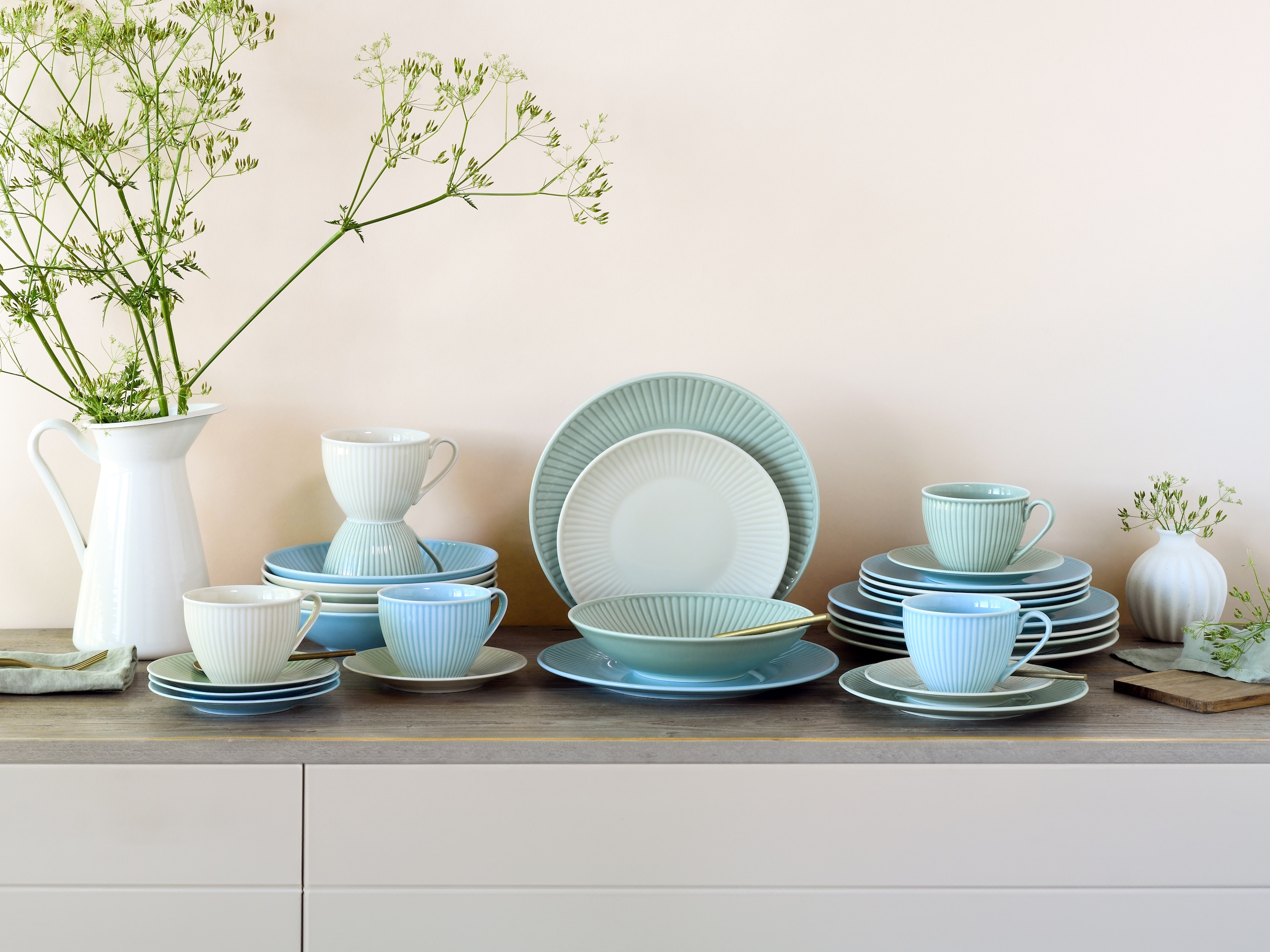 CreaTable Kombiservice »Valencia Pastell, Kombi-Service 30-tlg«, (Set, 30 tlg.), Elegant, Boho Chic
