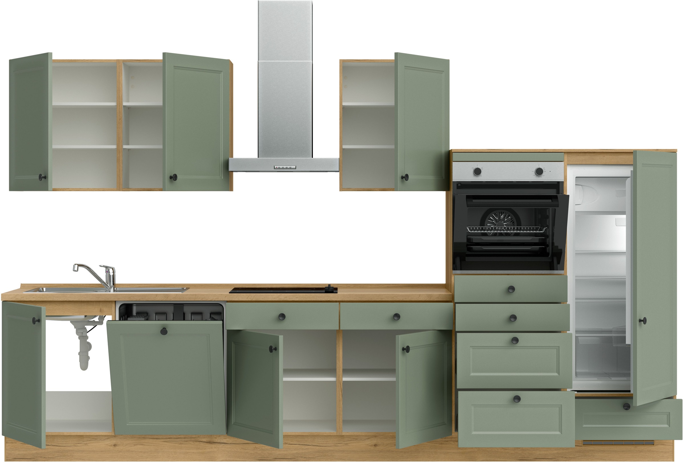 nobilia® Küchenzeile »"Cascada I"«, vormontiert, Ausrichtung wählbar, Breite 360 cm, wahlw. mit E-Geräten