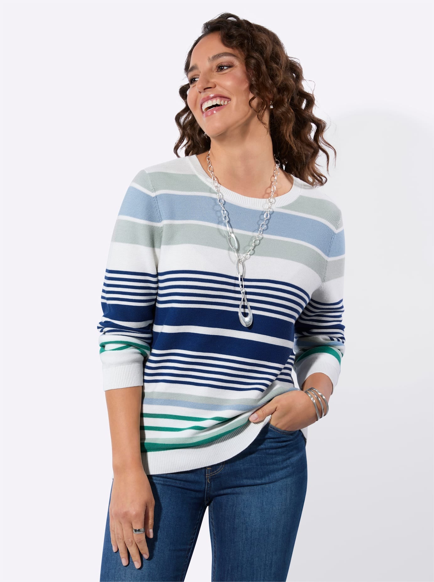 Casual Looks Rundhalspullover »Ringel-Pullover«