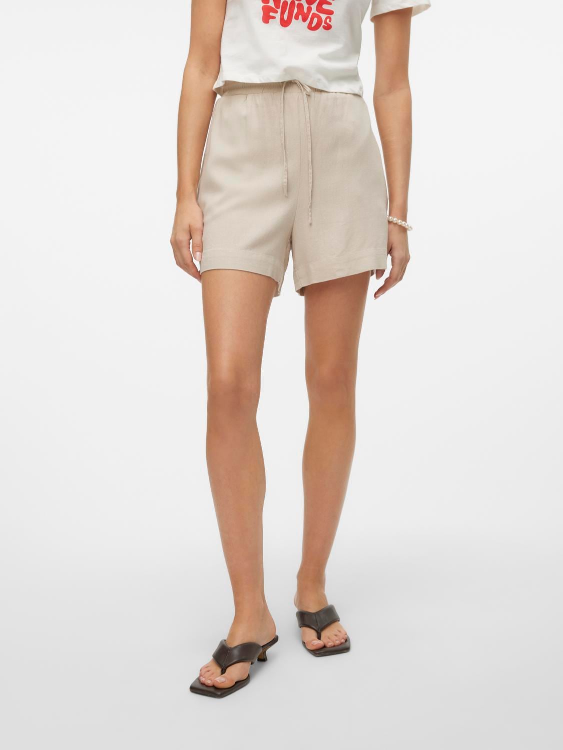 Vero Moda Shorts »VMMYMILO HW PAPERBAG SHORTS WVN GA«, mit Leinen
