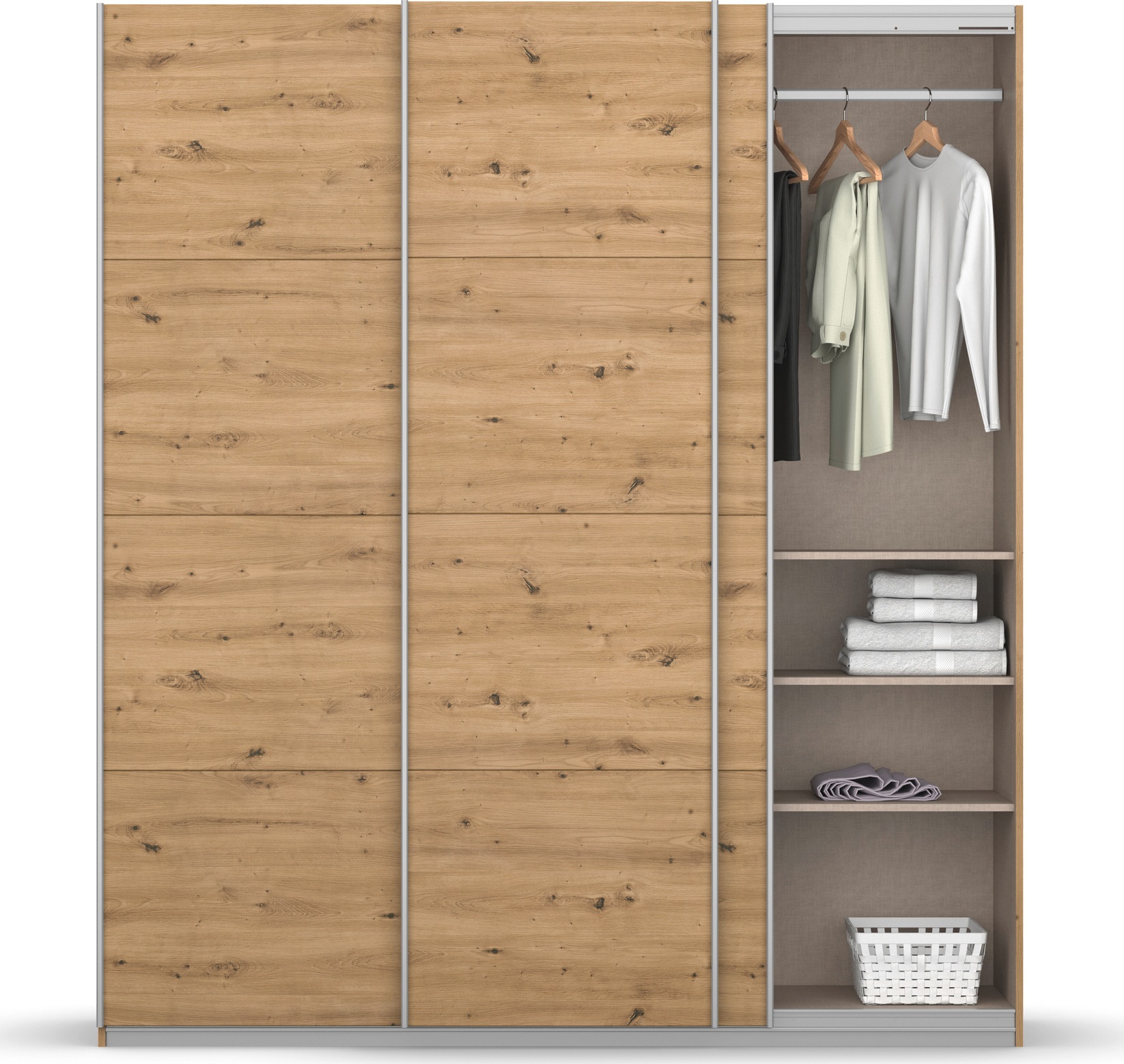 rauch Schwebetürenschrank »Kleiderschrank Schrank Garderobe KOLUNA mit Dekor-Front«, inkl. 2 Innenschubladen sowie extra Einlegeböden MADE IN GERMANY