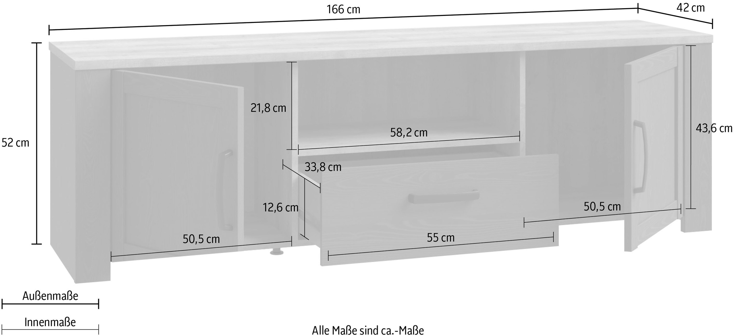 FORTE Lowboard »Bohol TV-Board, TV-Schrank«, Breite 166 cm