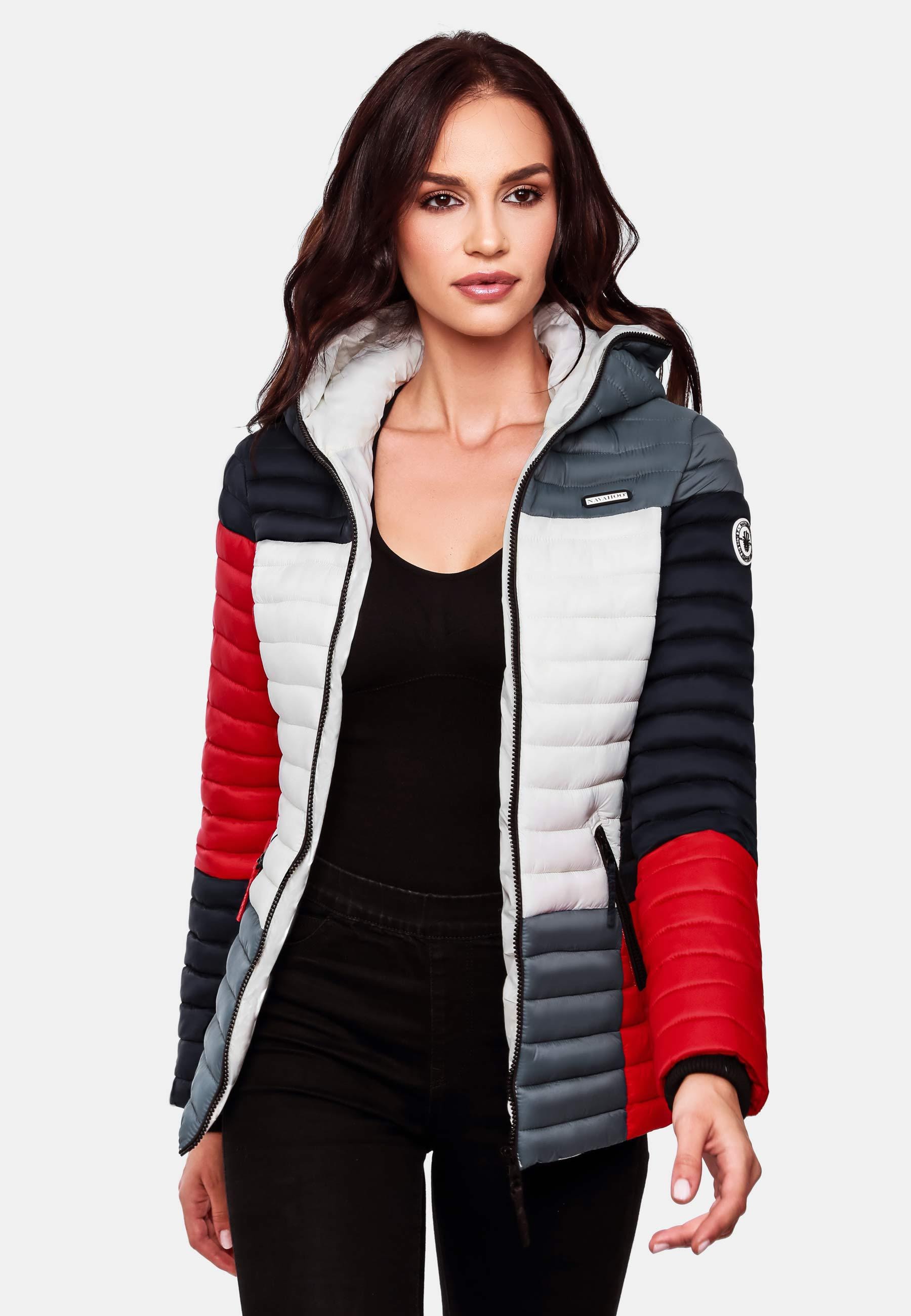 Navahoo Steppjacke »Multikulti«, mit Kapuze, stylische Colorblocking Übergangsjacke m. Kapuze