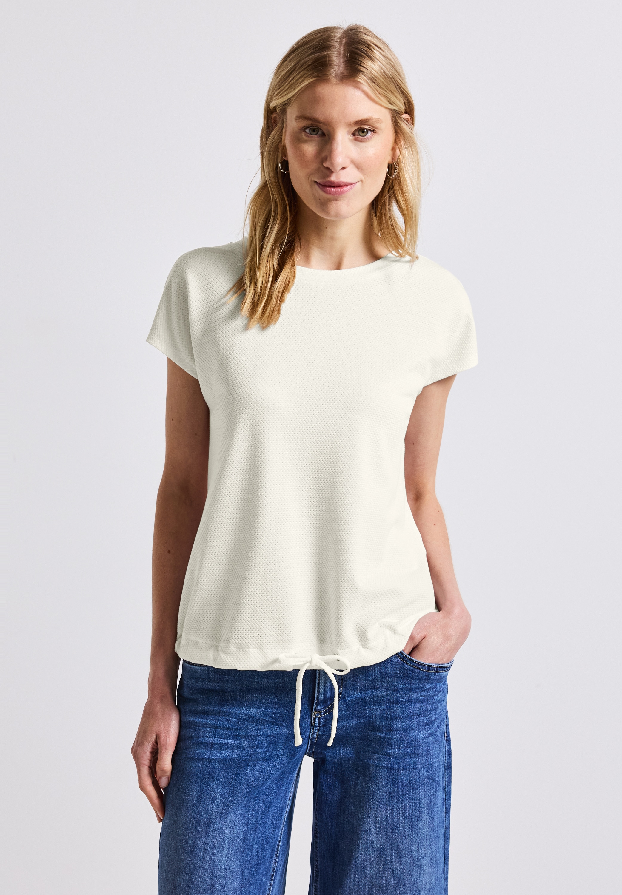 STREET ONE T-Shirt, mit Tunnelzug am Saum günstig online kaufen