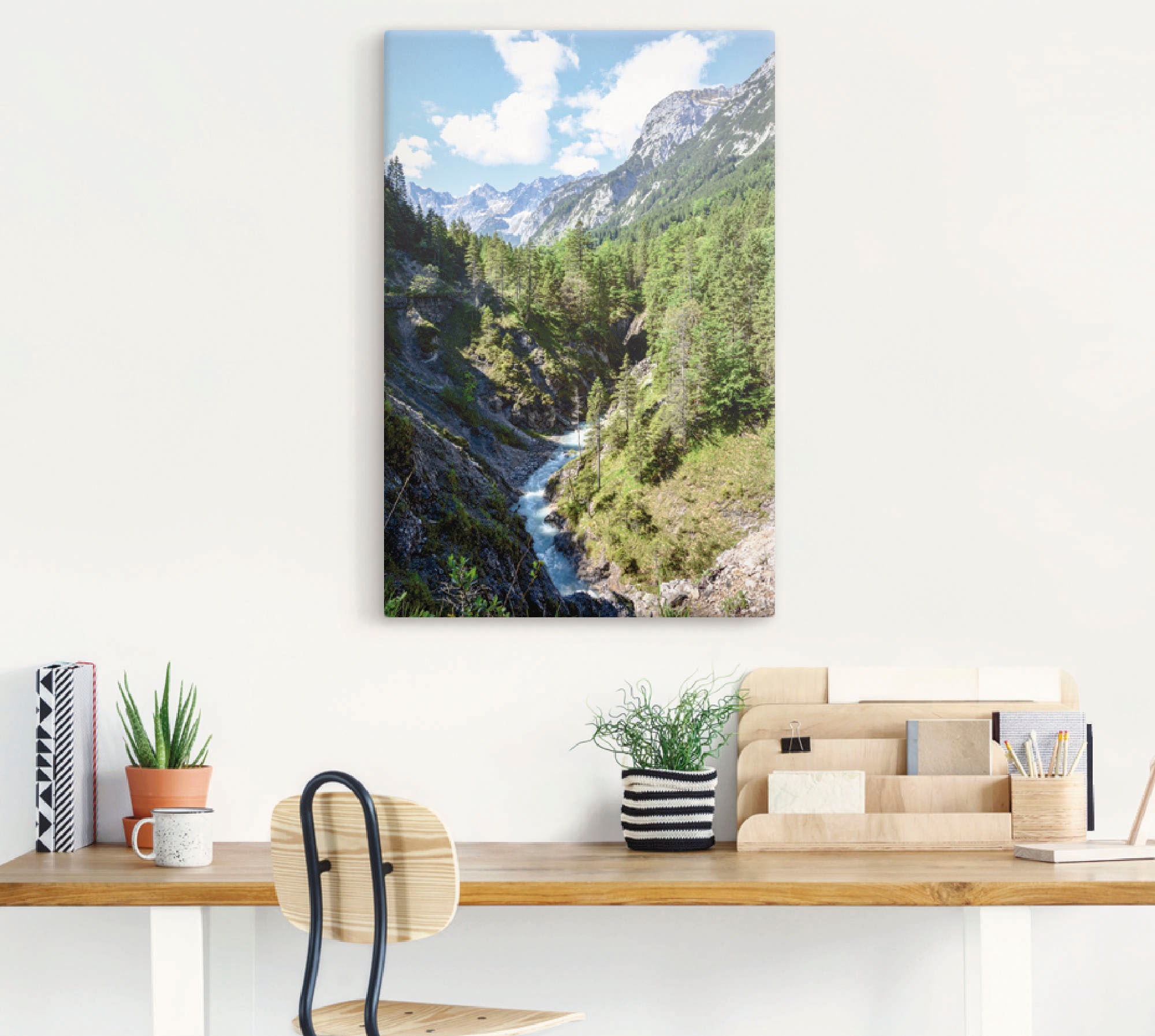 Artland Wandbild »Fluss schlängelt sich durch Tal«, Berge, (1 St.), als Leinwandbild, Poster in verschied. Größen