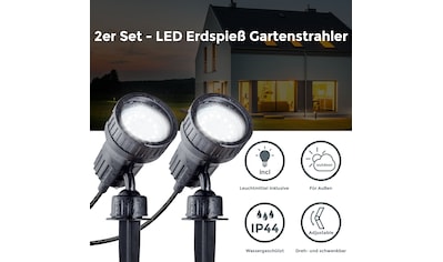 Gartenstrahler 2er Set,  inkl.2 x LED/GU10 Leuchtmittel 2,9 Watt, 260 Lumen, 3.000...