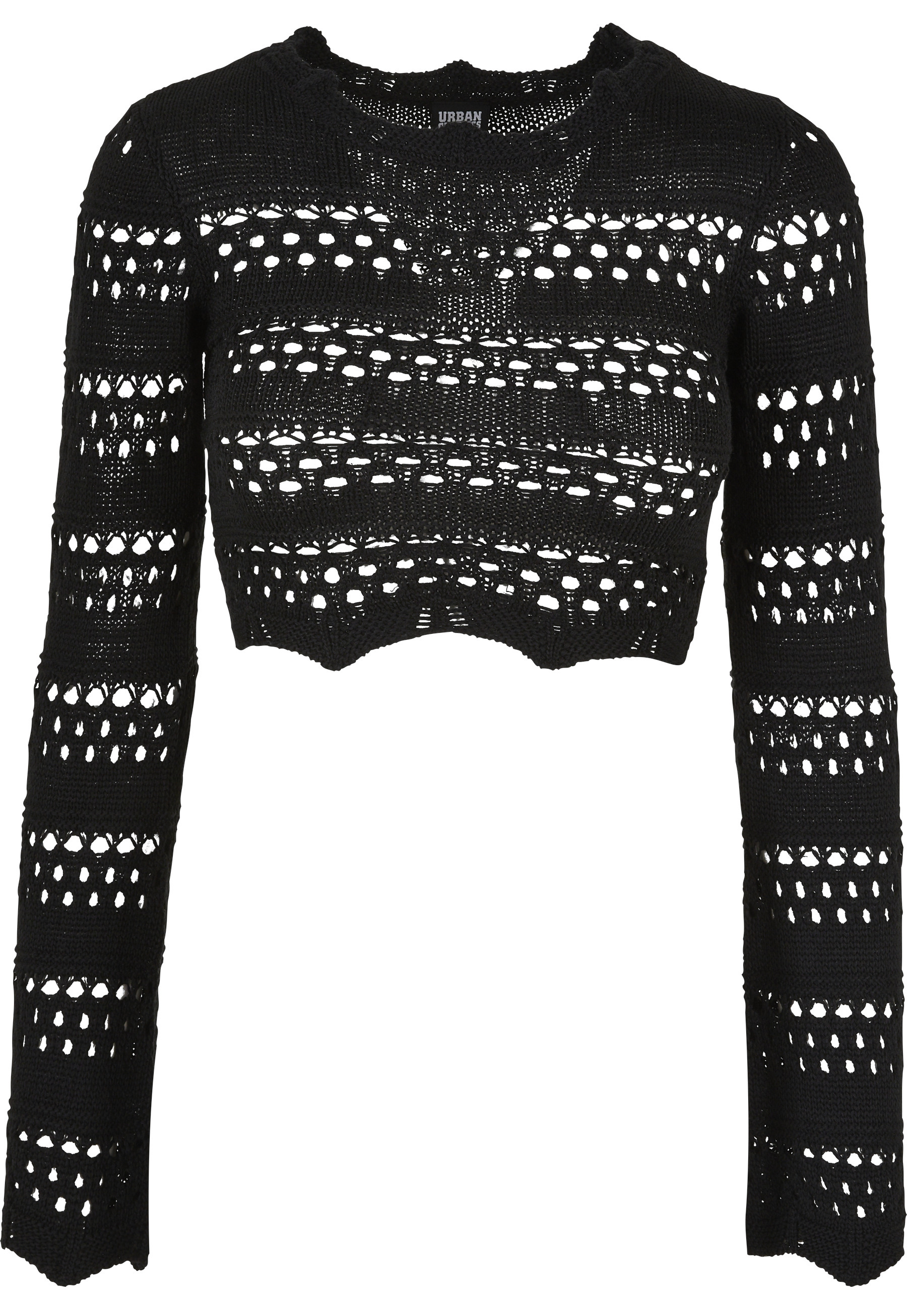 URBAN CLASSICS Sweater "Urban Classics Damen Ladies Cropped Crochet Knit Sweater", 1 Stk.