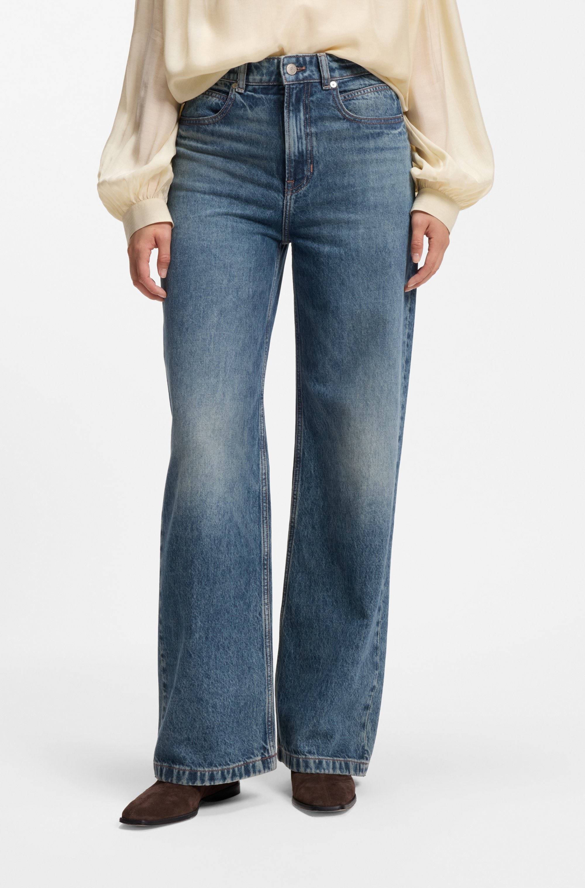 BOSS ORANGE High-waist-Jeans "MARLENE HR 16.0 Premium Damenmode" aus Raddis-Baumwolle, Wide Leg