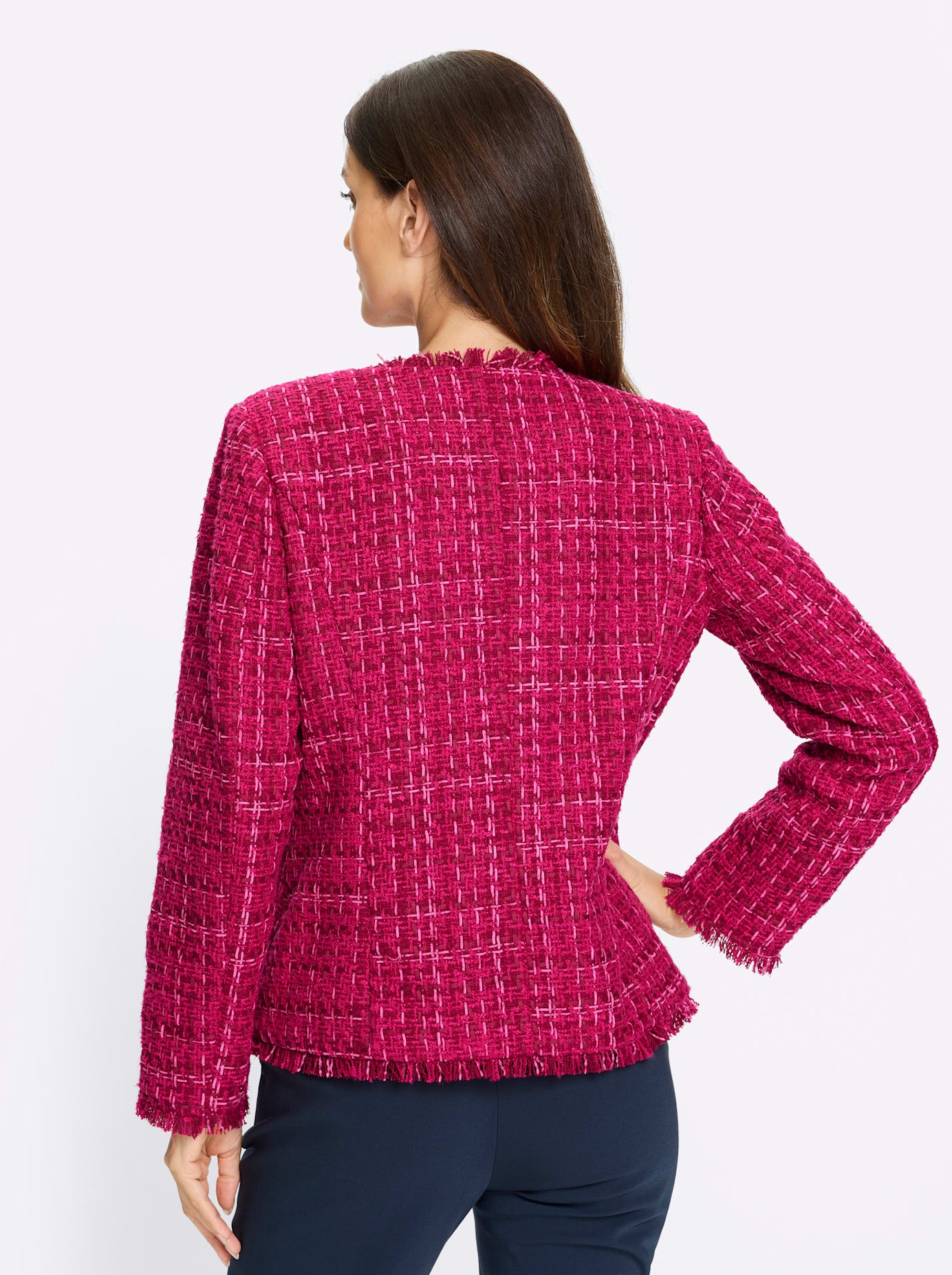 Jackenblazer HEINE "Bouclé-Blazer", Damen, Gr. 38, fuchsia, rot, meliert, 100% Polyester, Blazer 2