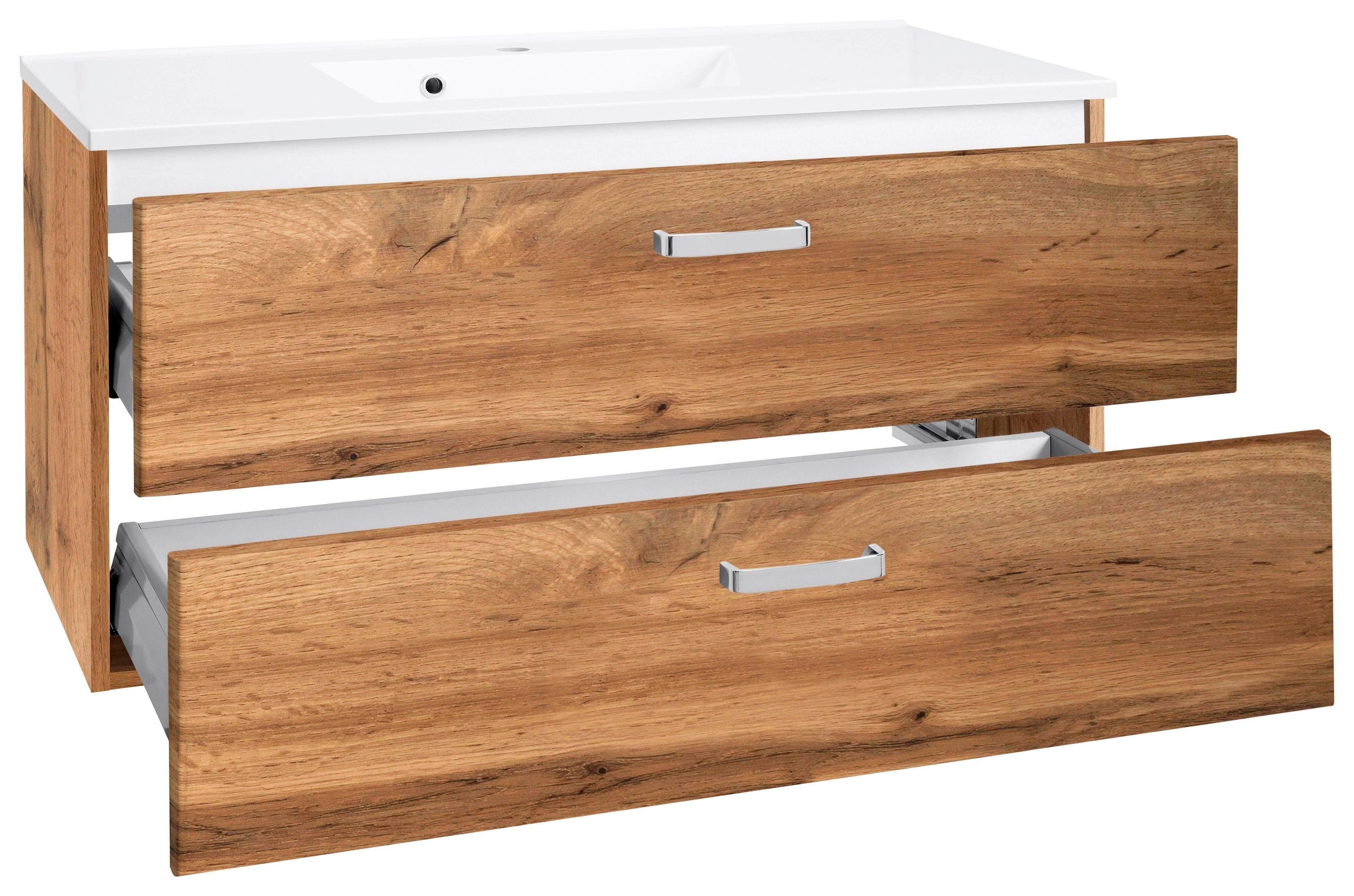 welltime Waschbeckenunterschrank »Ravenna«, Badmöbel Waschtisch inkl. Waschbecken, Breite 100 cm, Soft-Close
