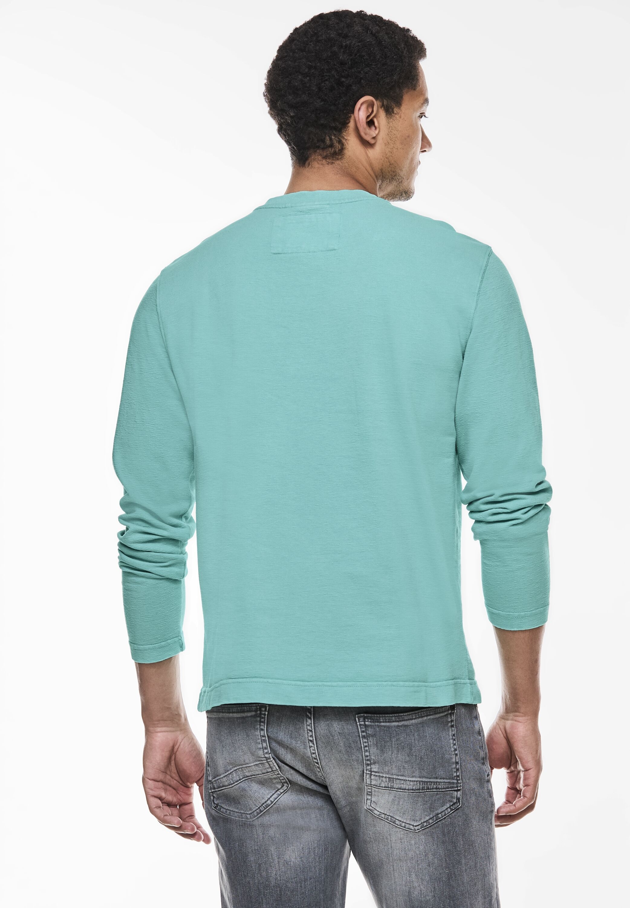 STREET ONE MEN Langarmshirt, in Unifarbe günstig online kaufen